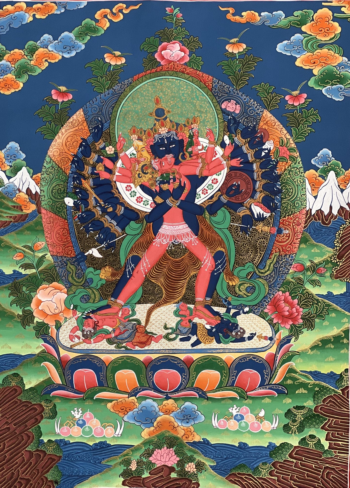 Hand-Painted Chakrasamvara Shakti Tibetan Thangka Painting on Cotton (22x29 in)