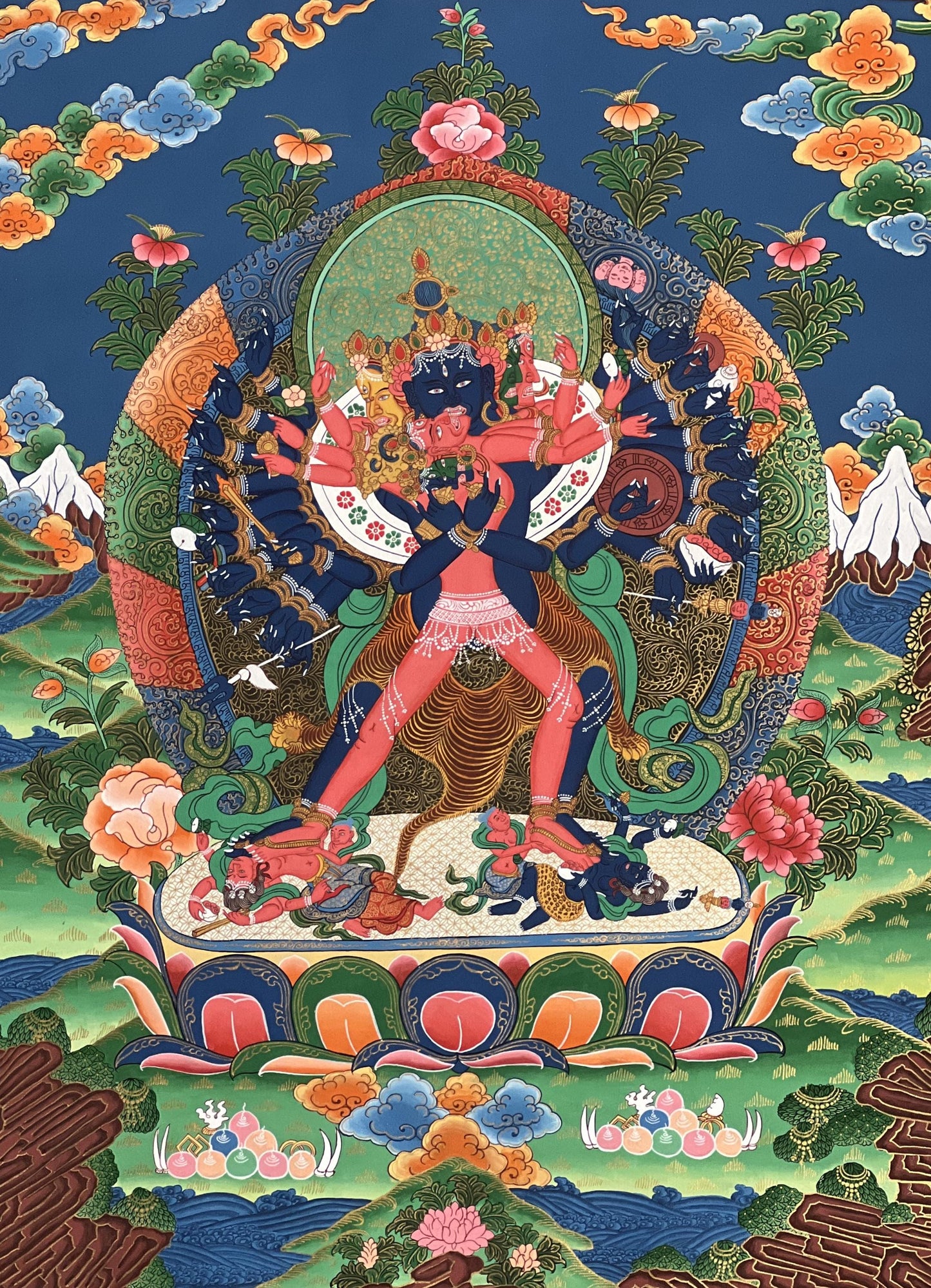 Hand-Painted Chakrasamvara Shakti Tibetan Thangka Painting on Cotton (22x29 in)