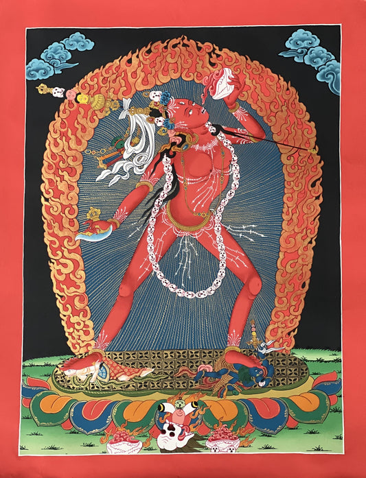 Hand Painted Vajrayogini Thangka: Tibetan Buddhist Art