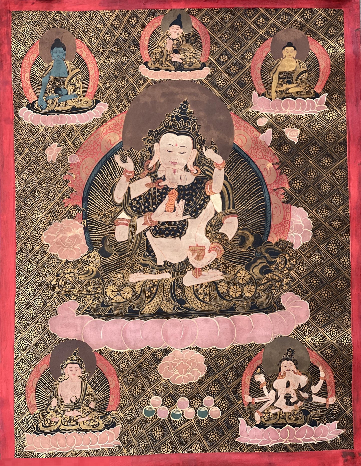 Vajrasattva Shakti Thangka | Hand-Painted Oil Varnished Tibetan Tantra Art