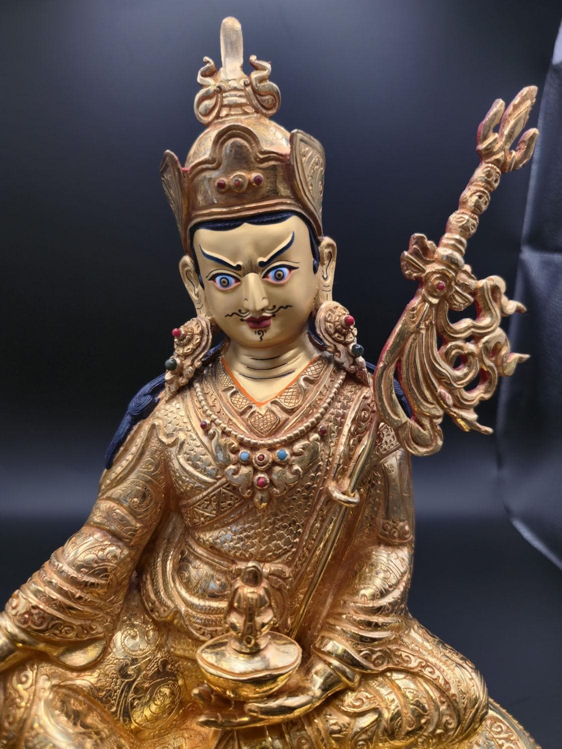 24K Gold Gilded Padmasambhava Statue | Handmade Copper Guru Rinpoche