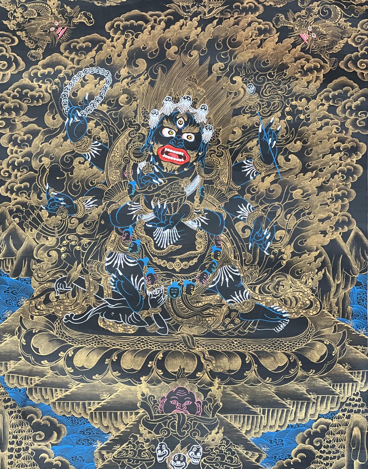 Six-Armed Mahakala Thangka Painting | Hand-Painted Tibetan Buddhist Art