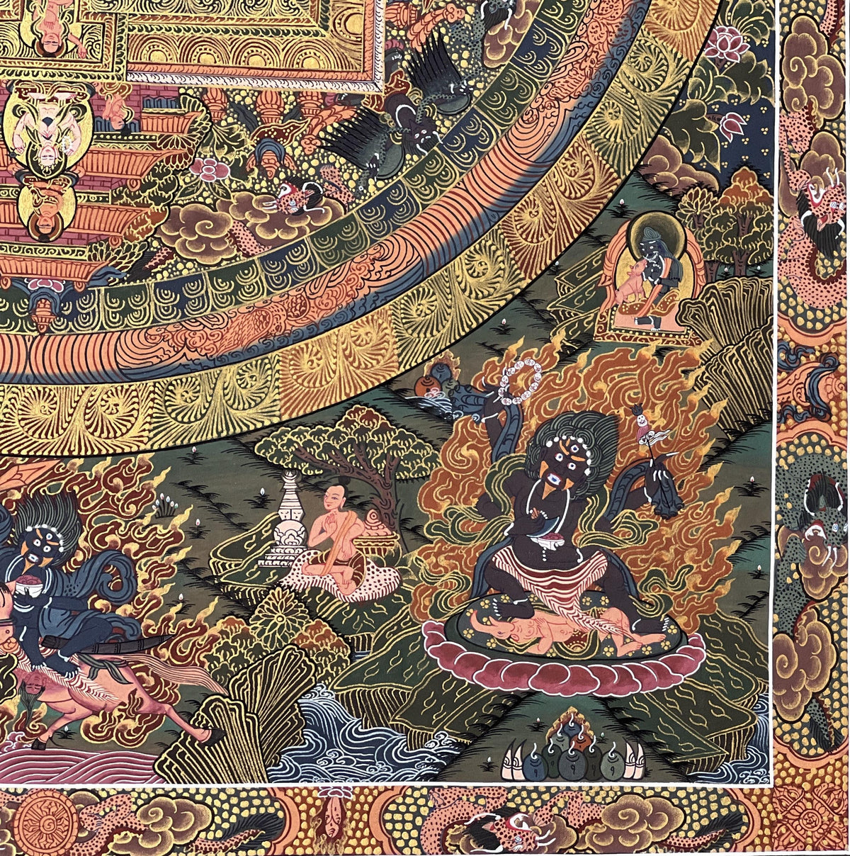 Buddha Life Story Large Masterpiece Tibetan Thangka Painting High-Quality Masterpiece Meditation Art/ Original Hand-Painting/ Wall Hanging