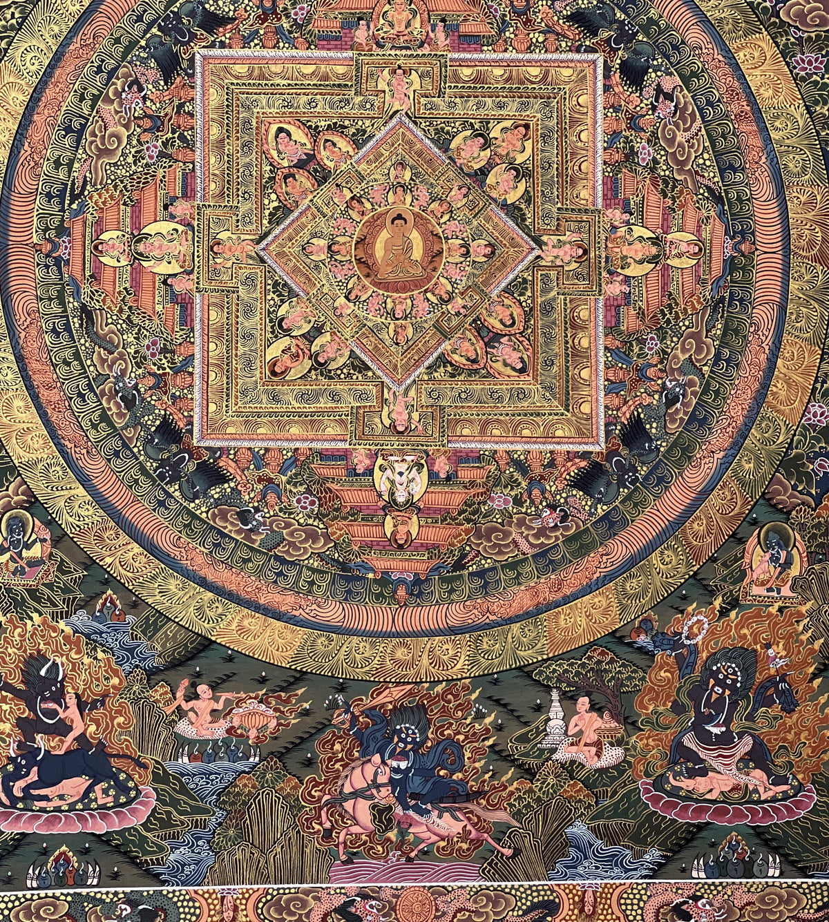 Buddha Life Story Large Masterpiece Tibetan Thangka Painting High-Quality Masterpiece Meditation Art/ Original Hand-Painting/ Wall Hanging