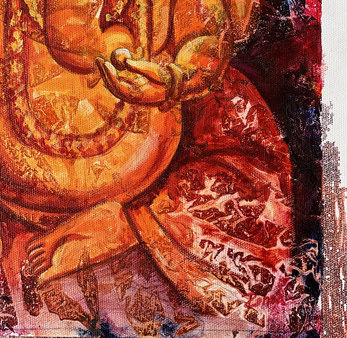Lord Ganesha Acrylic Painting, Palette Knife Hindu Art on Canvas