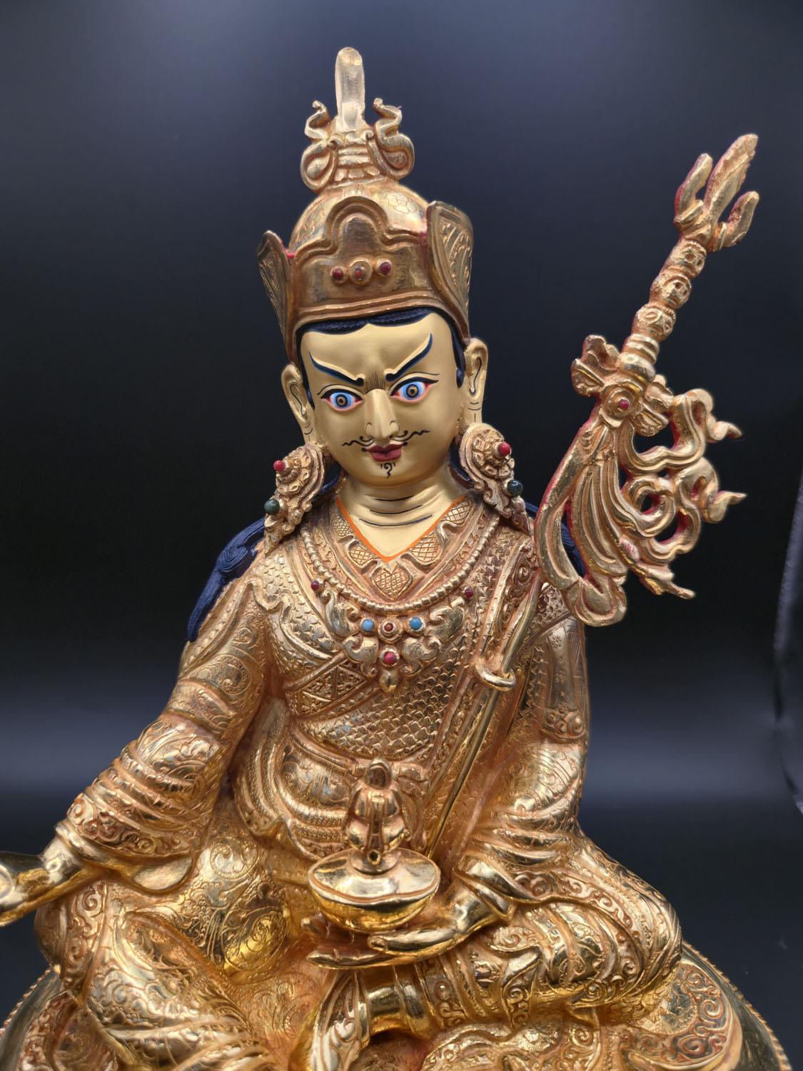 24K Gold Gilded Padmasambhava Statue | Handmade Copper Guru Rinpoche
