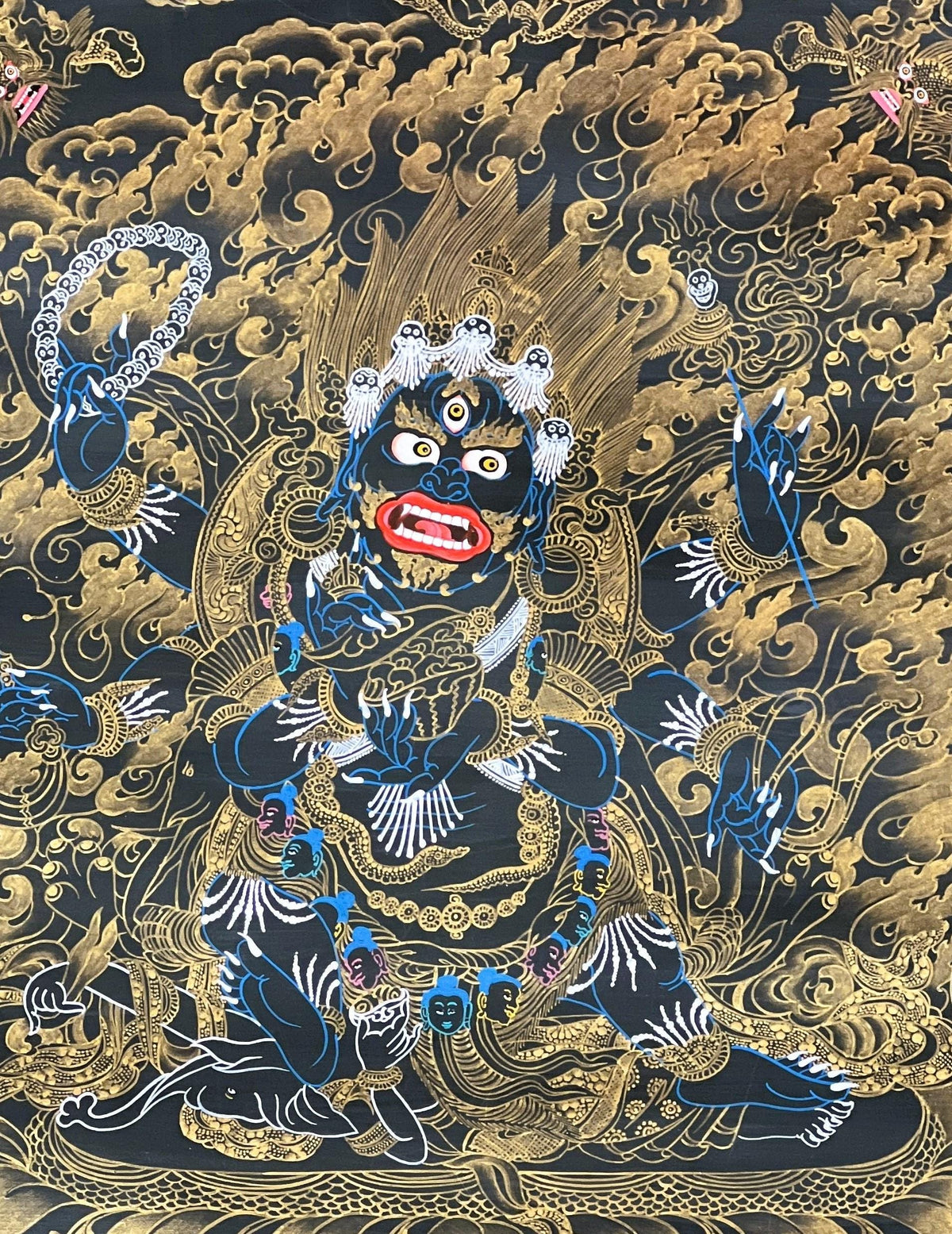 Six-Armed Mahakala Thangka Painting | Hand-Painted Tibetan Buddhist Art