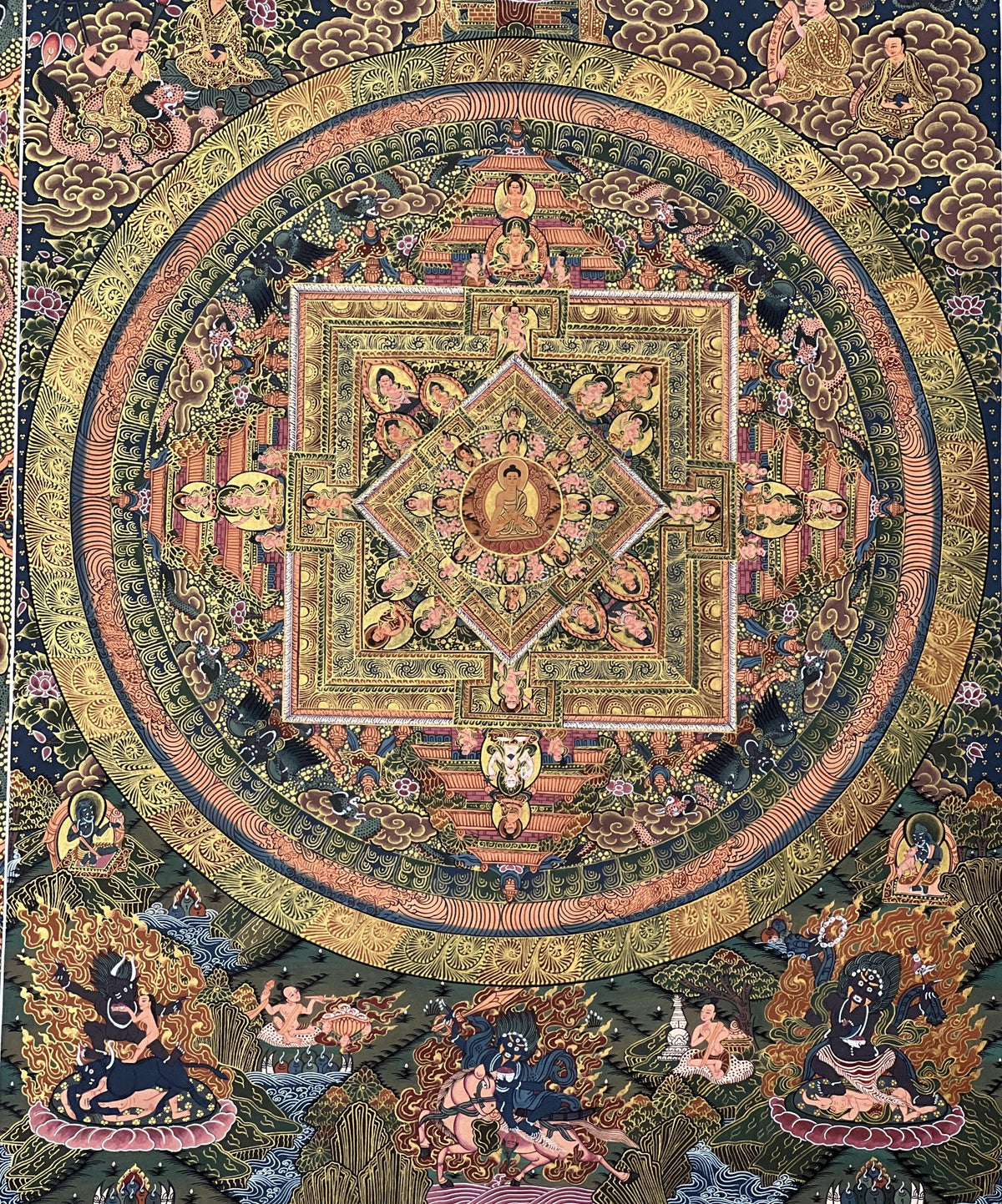 Buddha Life Story Large Masterpiece Tibetan Thangka Painting High-Quality Masterpiece Meditation Art/ Original Hand-Painting/ Wall Hanging
