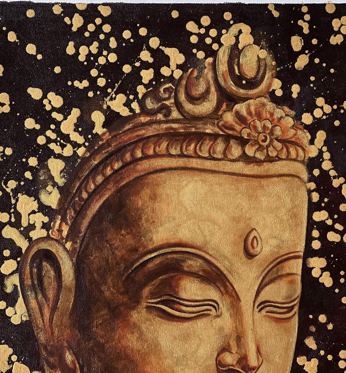 Buddha Acrylic Painting on Canvas - Golden Palette Knife Art