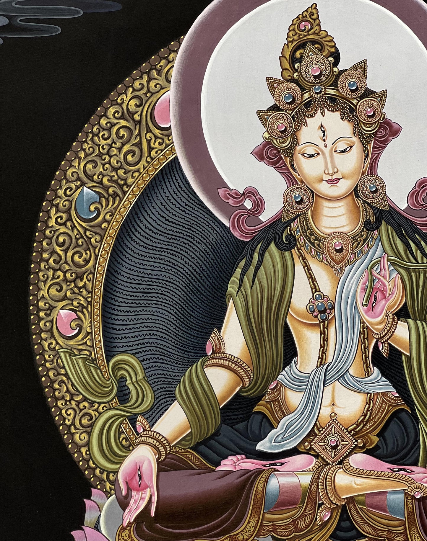 White Tara Thangka | Newari Paubha, Hand-Painted Buddhist Art