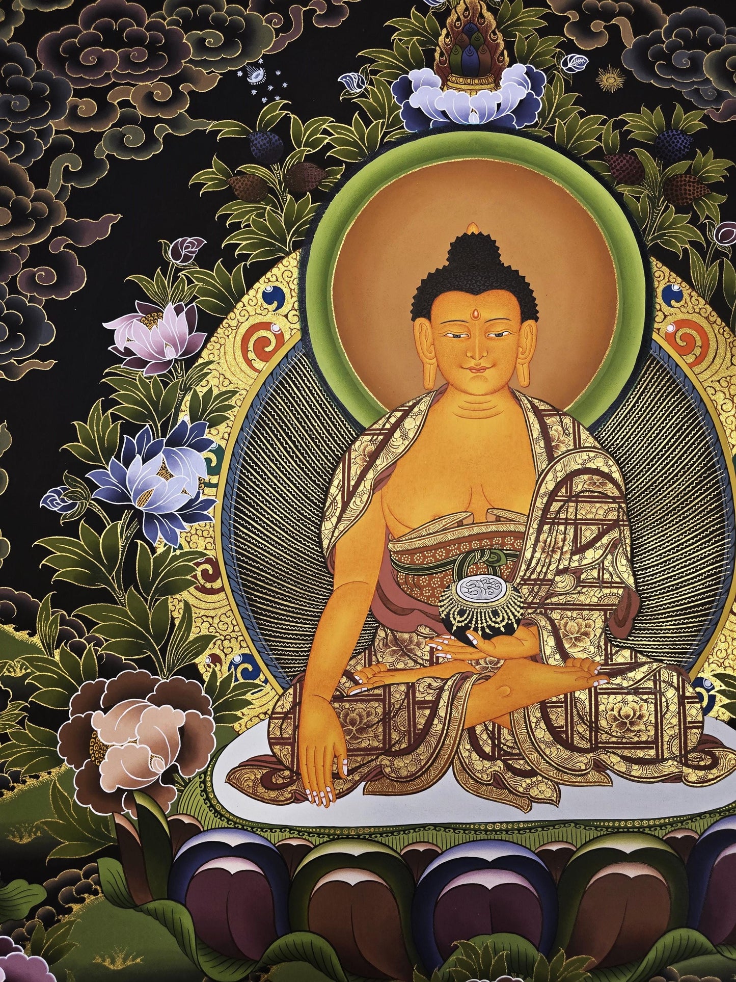 Original Hand-Painted Shakyamuni Buddha Thangka | Siddhartha Gautama Tibetan Art | Meditation Wall Hanging Masterpiece