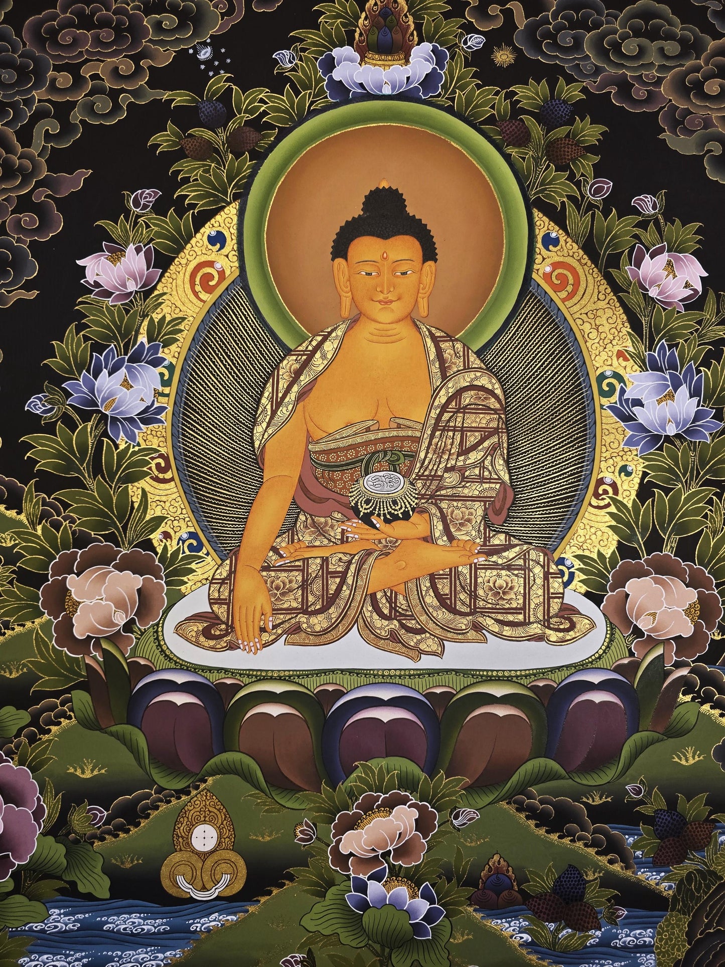 Original Hand-Painted Shakyamuni Buddha Thangka | Siddhartha Gautama Tibetan Art | Meditation Wall Hanging Masterpiece