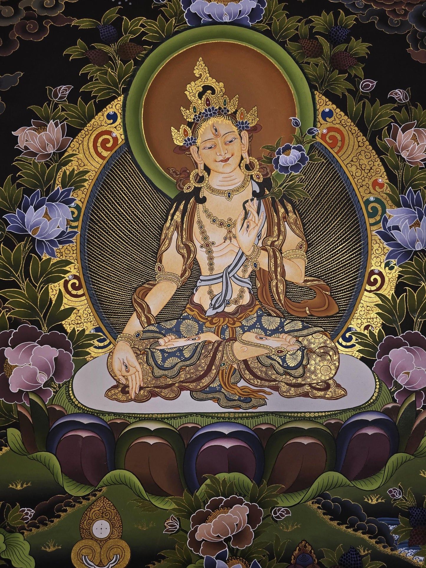 Hand-Painted White Tara Thangka | Tibetan Goddess Art, Nepal