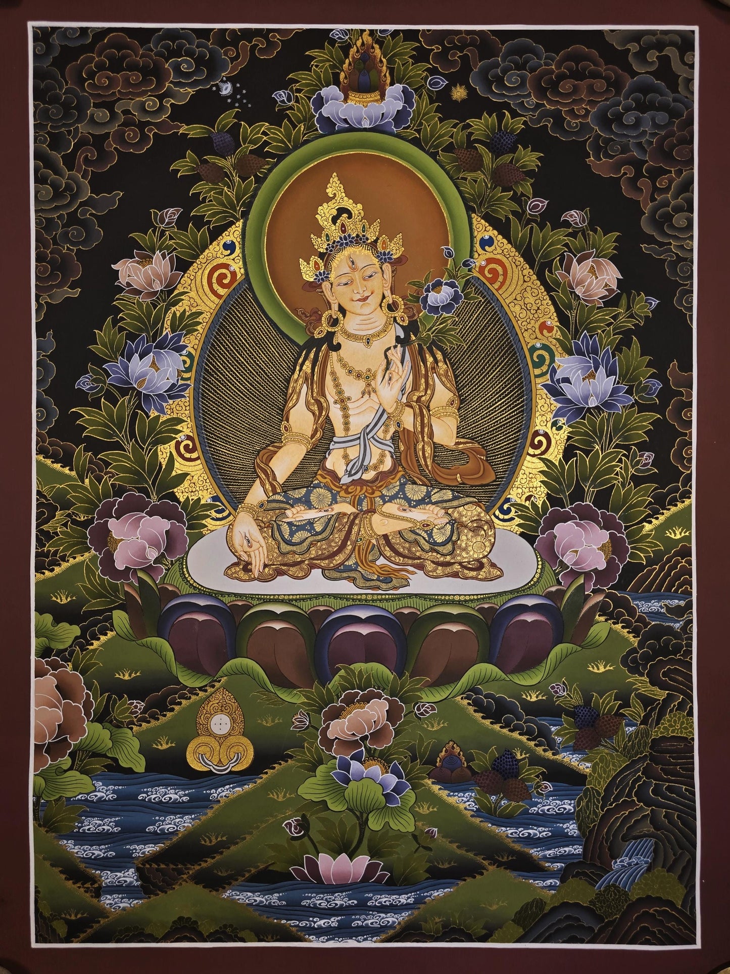 Hand-Painted White Tara Thangka | Tibetan Goddess Art, Nepal