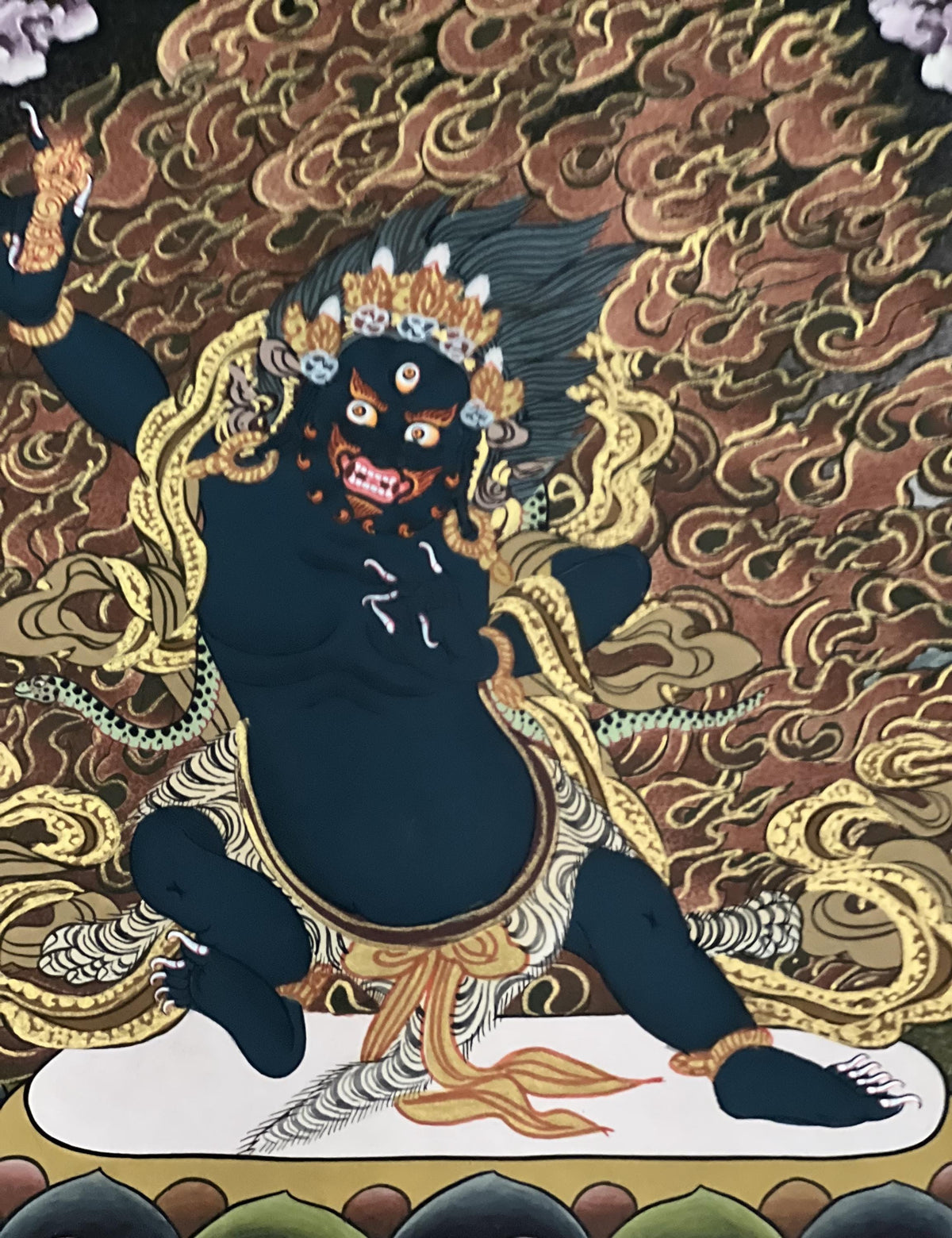 Vajrapani Thangka Painting | Tibetan Dharma Protector with Silk Brocade