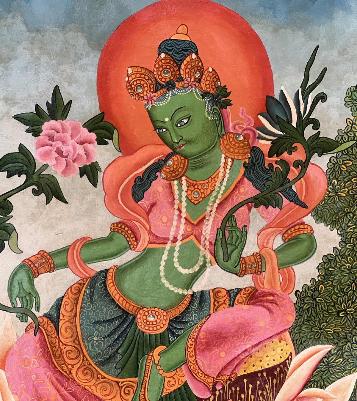 Green Tara Newari Paubha Painting | Original Buddhist Art