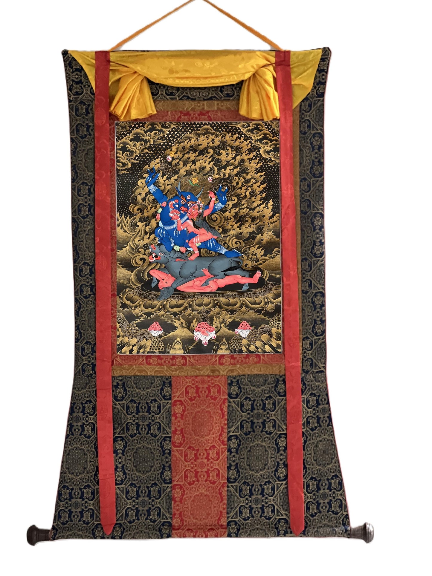 Hand-Painted Palden Lhamo Thangka – Tibetan Silk Framed Buddhist Art