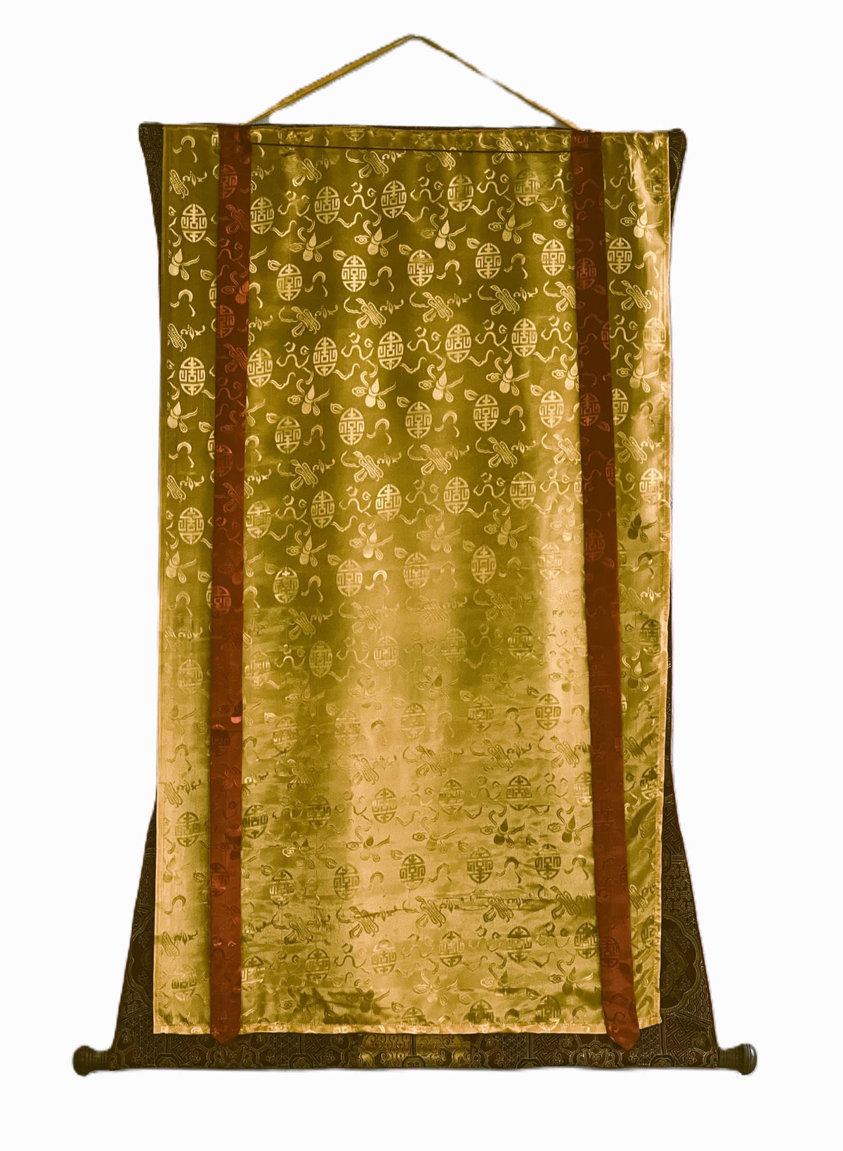 Hand-Painted Chhinnamasta Thangka: Divine Duality Art with Silk Brocade