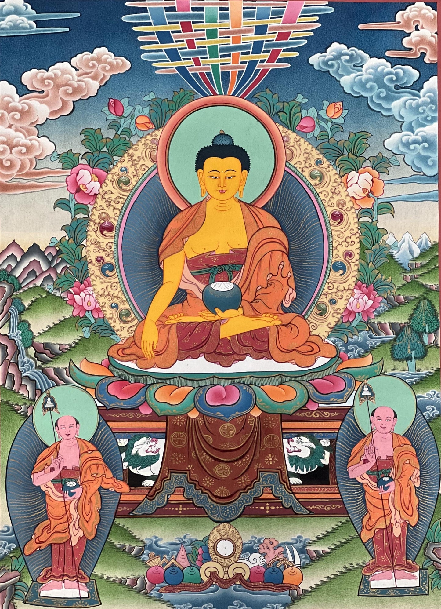 Hand-Painted Shakyamuni Buddha Thangka | 24K Gold, Nepal