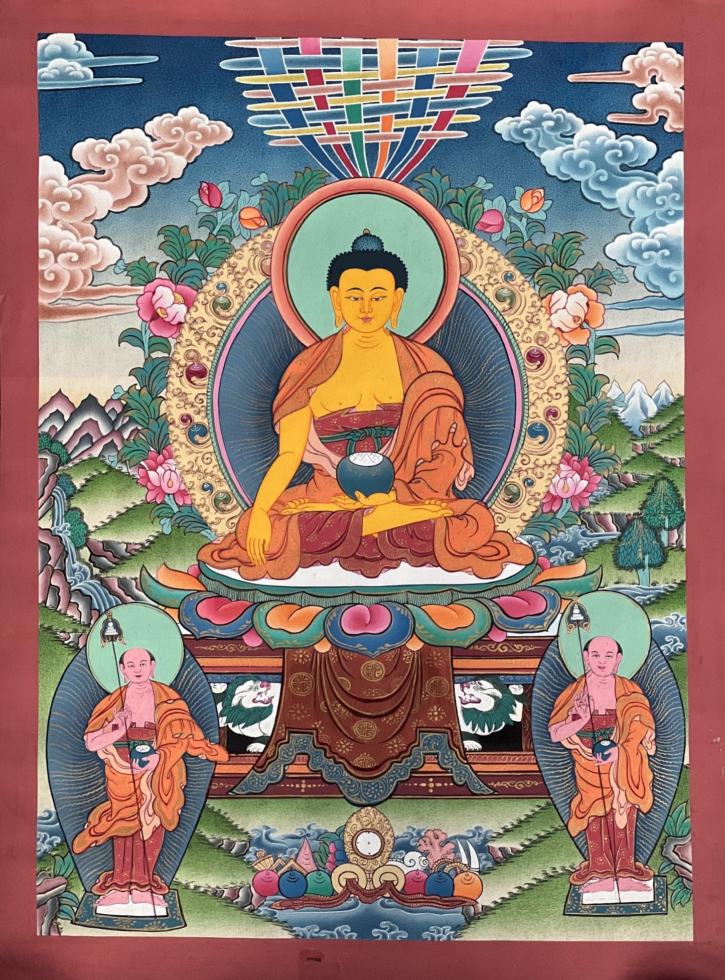 Hand-Painted Shakyamuni Buddha Thangka | 24K Gold, Nepal
