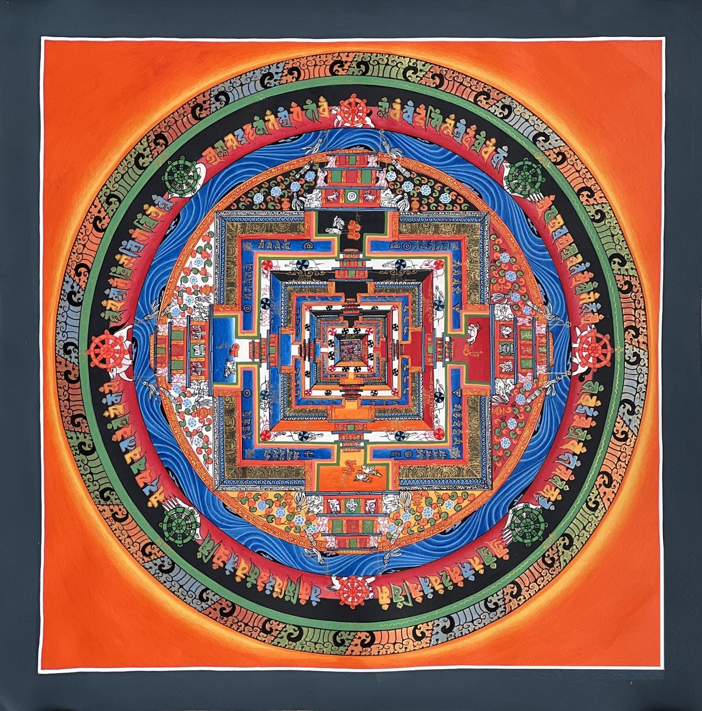 Kalachakra Mandala Tibetan Thangka Painting – Hand-Painted Wheel of Time Sacred Art