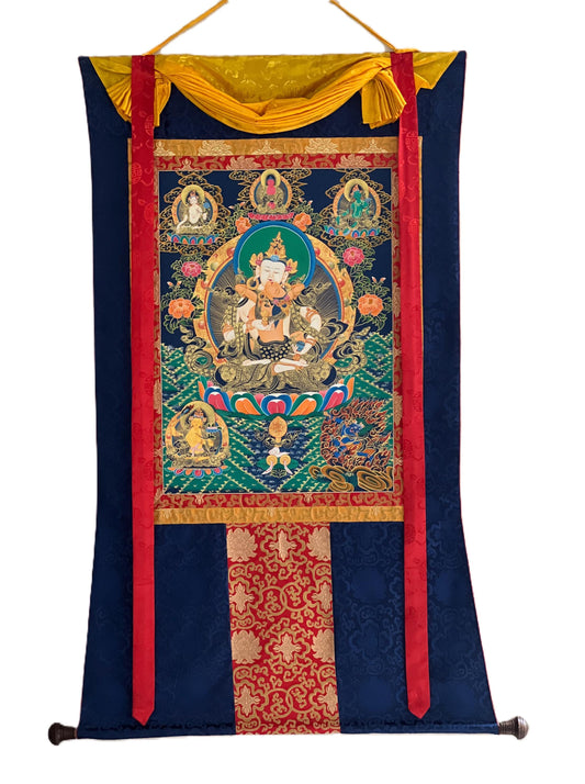 Vajrasattva Shakti Tibetan Thangka – Large Hand-Painted Sacred Art with Silk Brocade