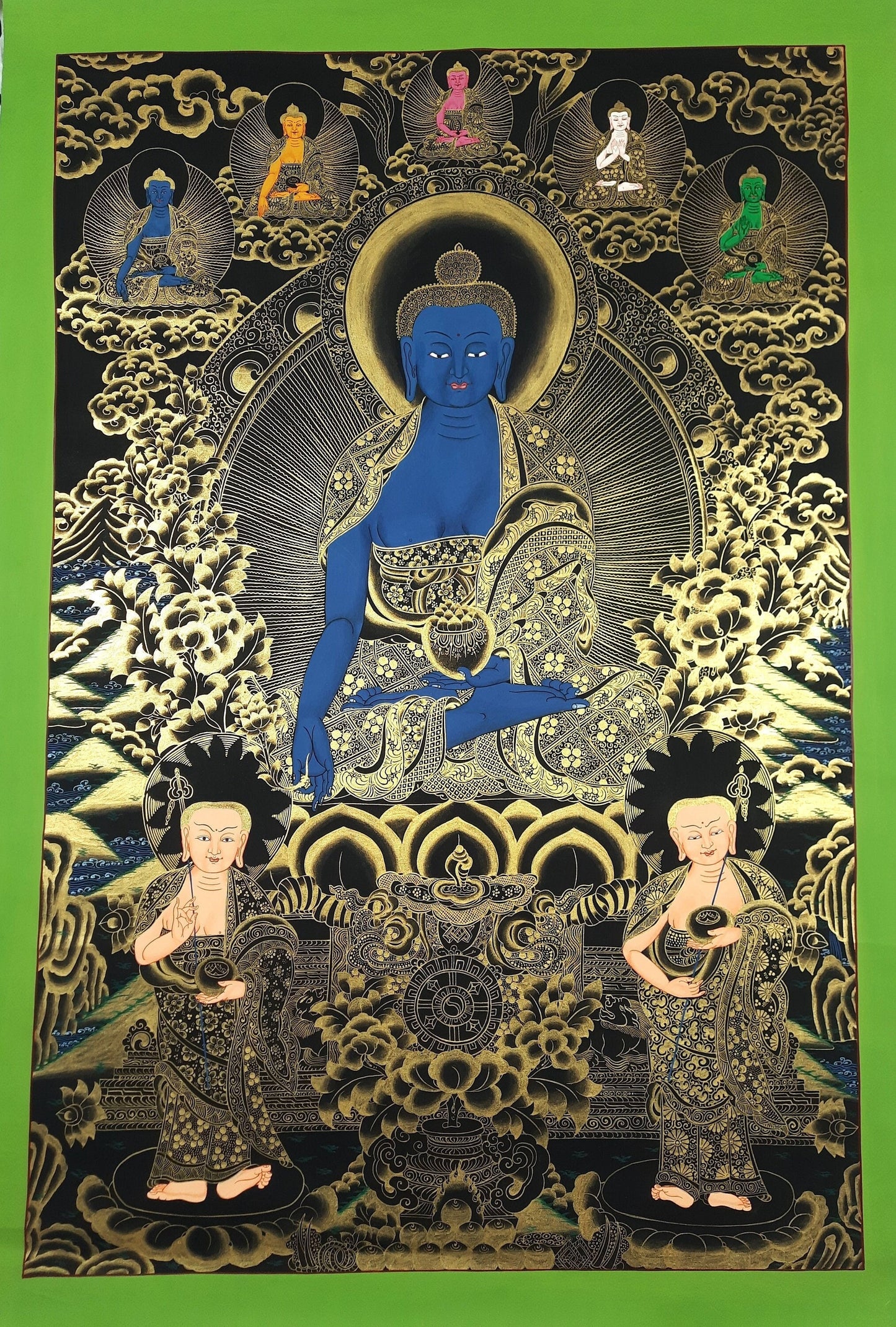 Medicine Buddha Thangka Painting, Hand-Painted Tibetan Art