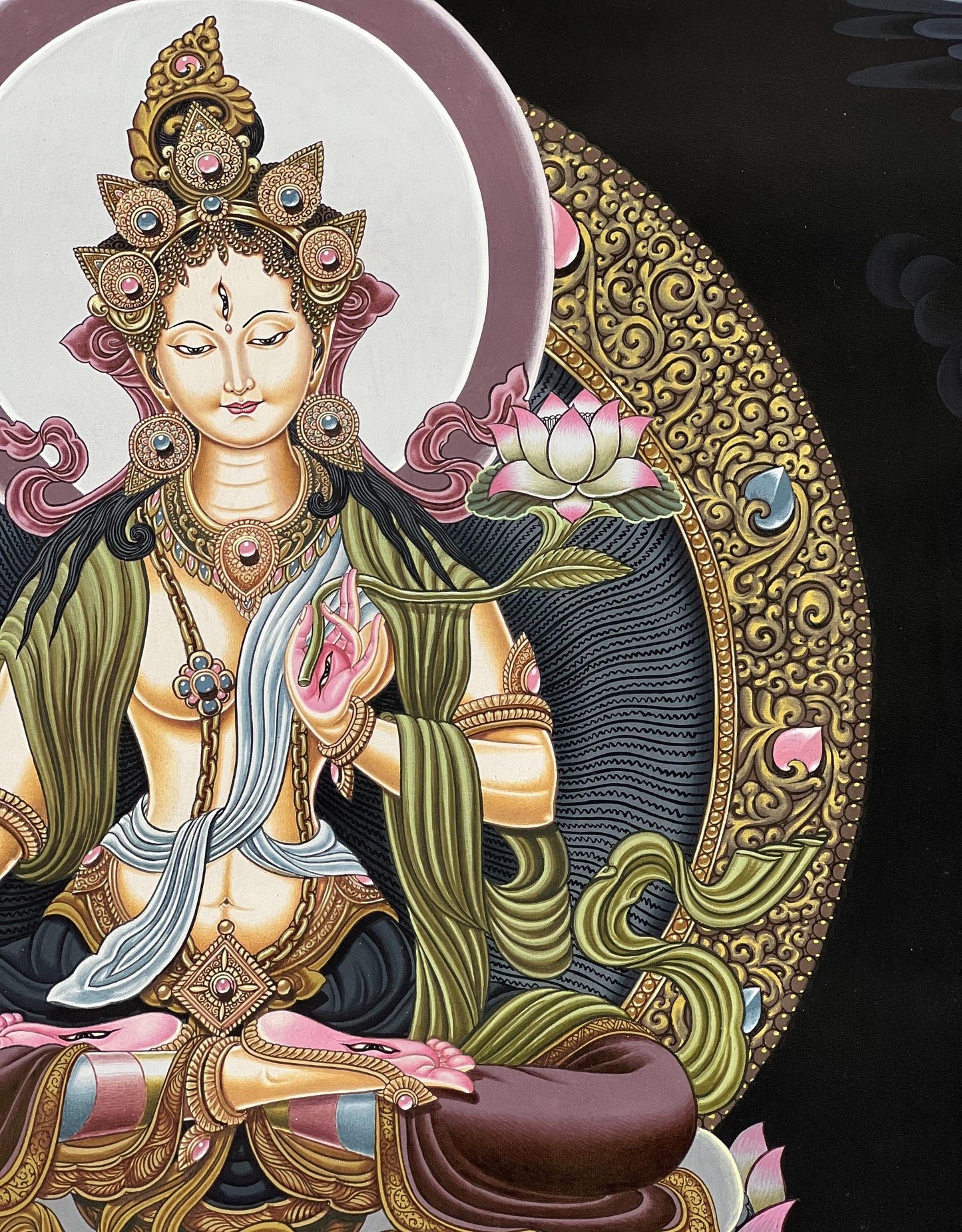 White Tara Thangka | Newari Paubha, Hand-Painted Buddhist Art