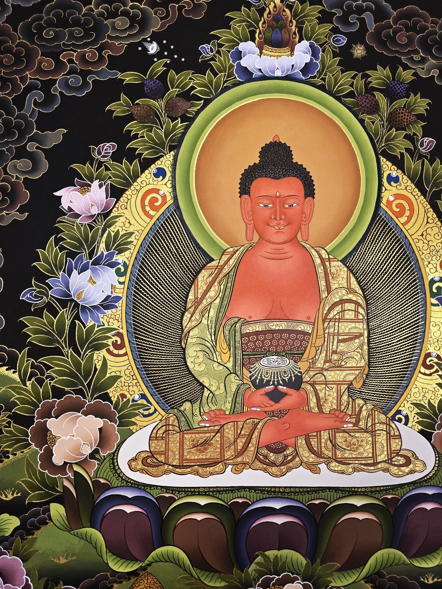 Amitabha Buddha Thangka Painting | 24K Gold, Tibetan Art