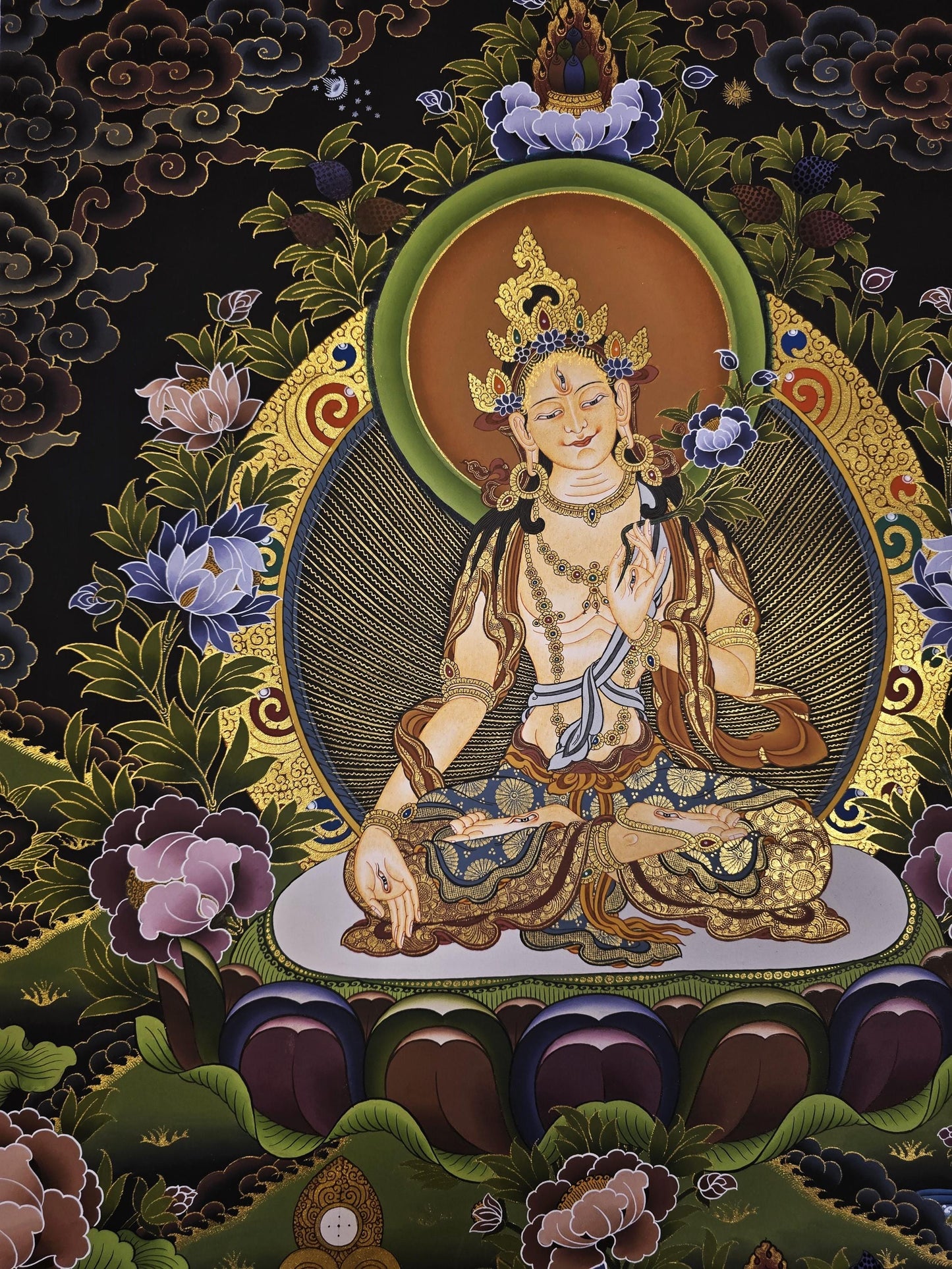 Hand-Painted White Tara Thangka | Tibetan Goddess Art, Nepal