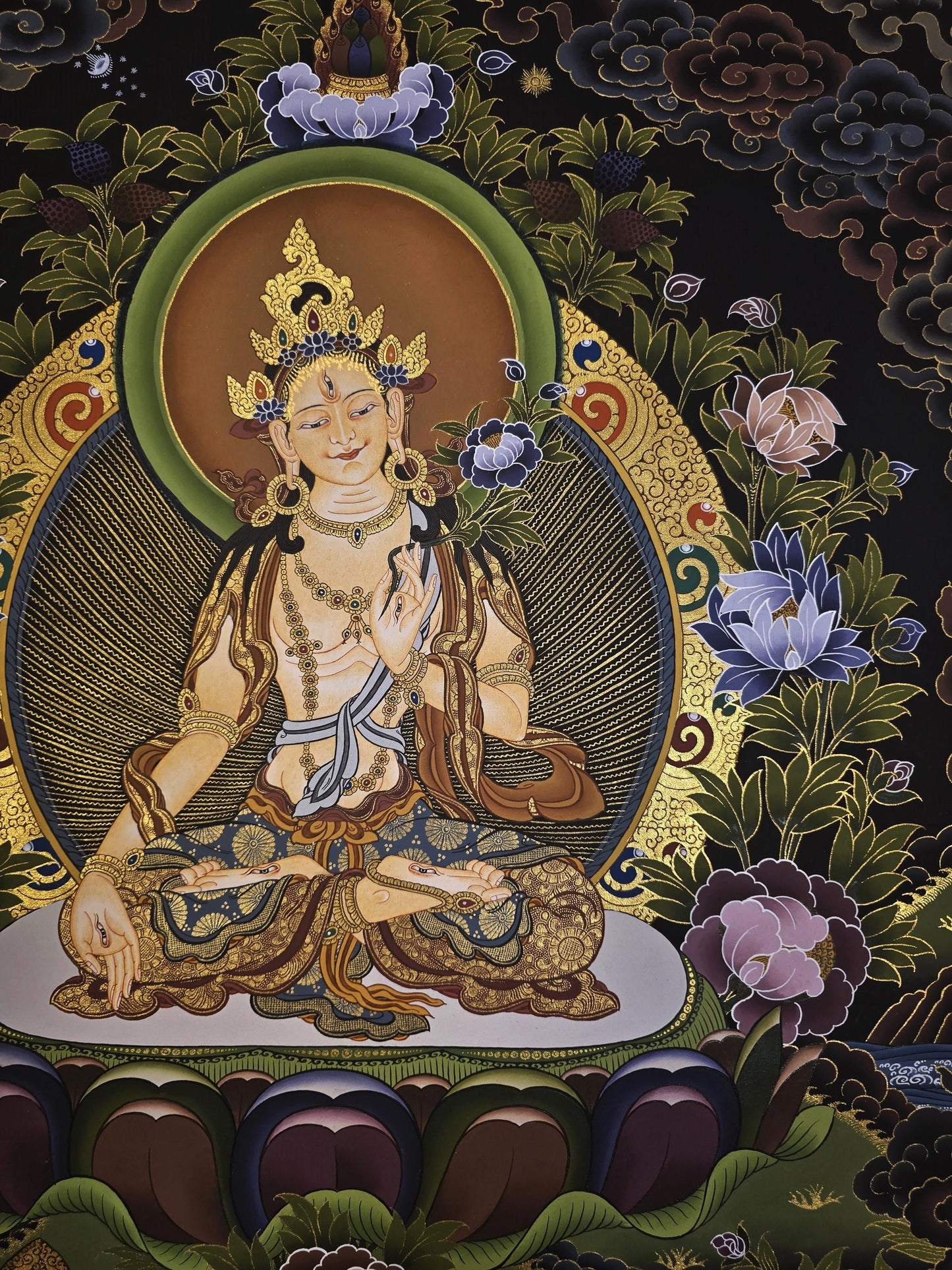 Hand-Painted White Tara Thangka | Tibetan Goddess Art, Nepal