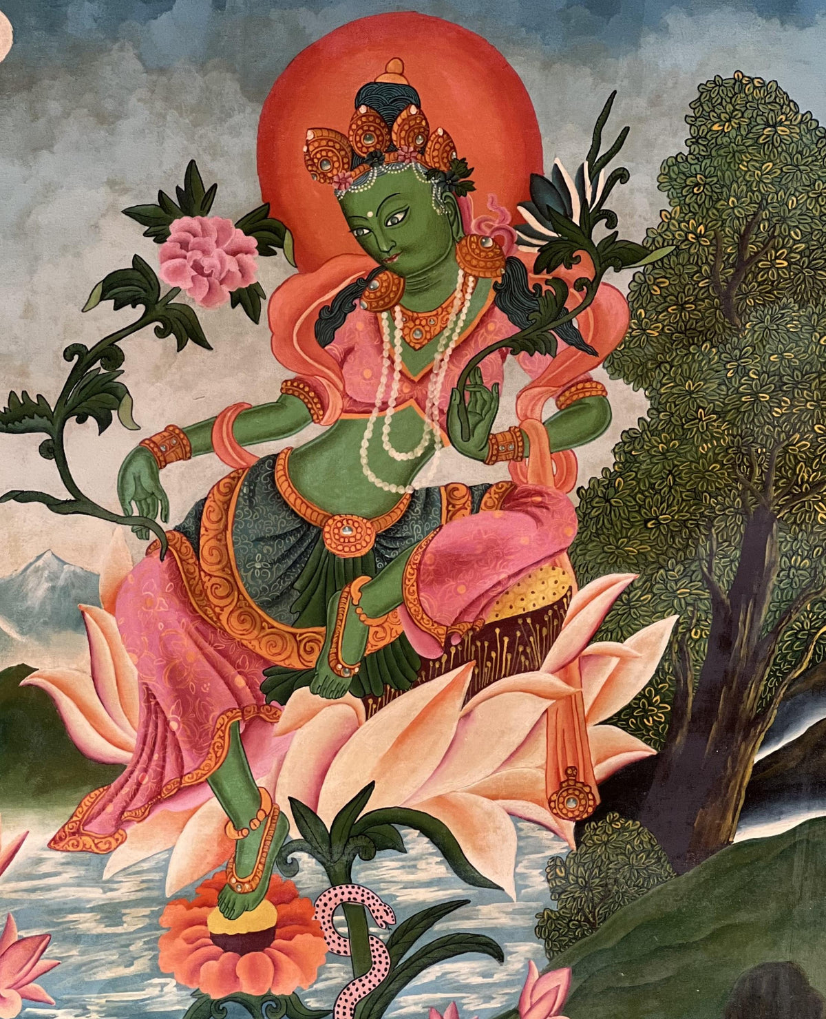 Green Tara Newari Paubha Painting | Original Buddhist Art