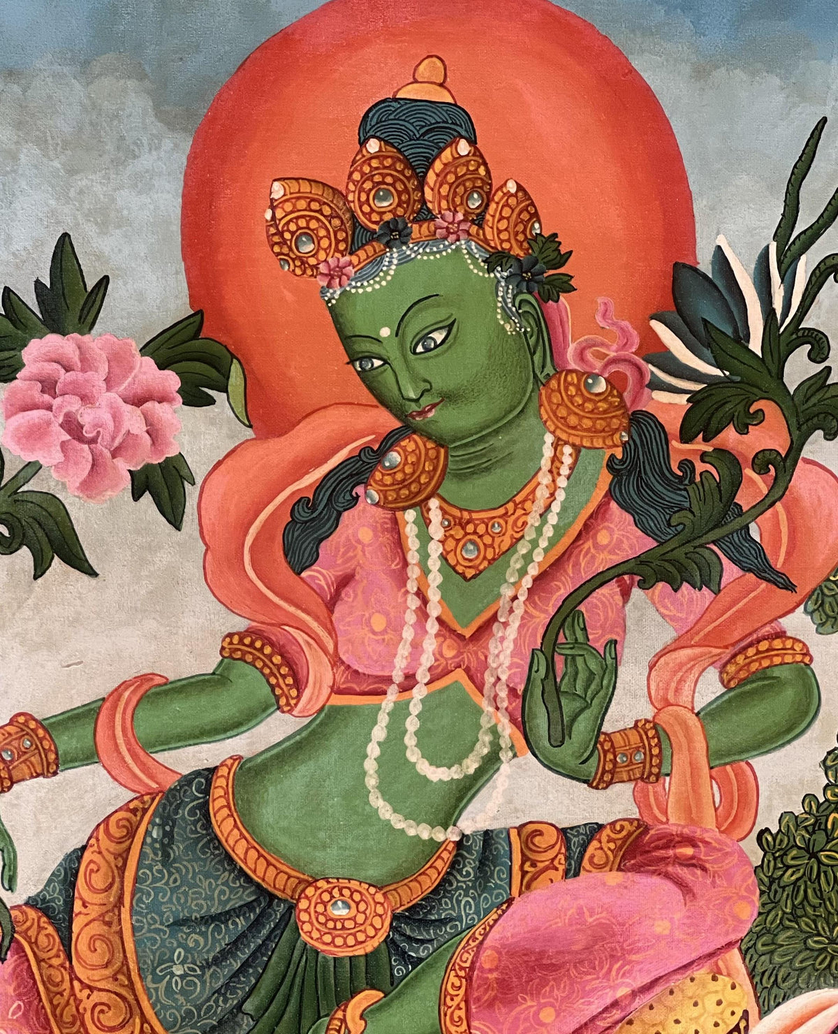 Green Tara Newari Paubha Painting | Original Buddhist Art