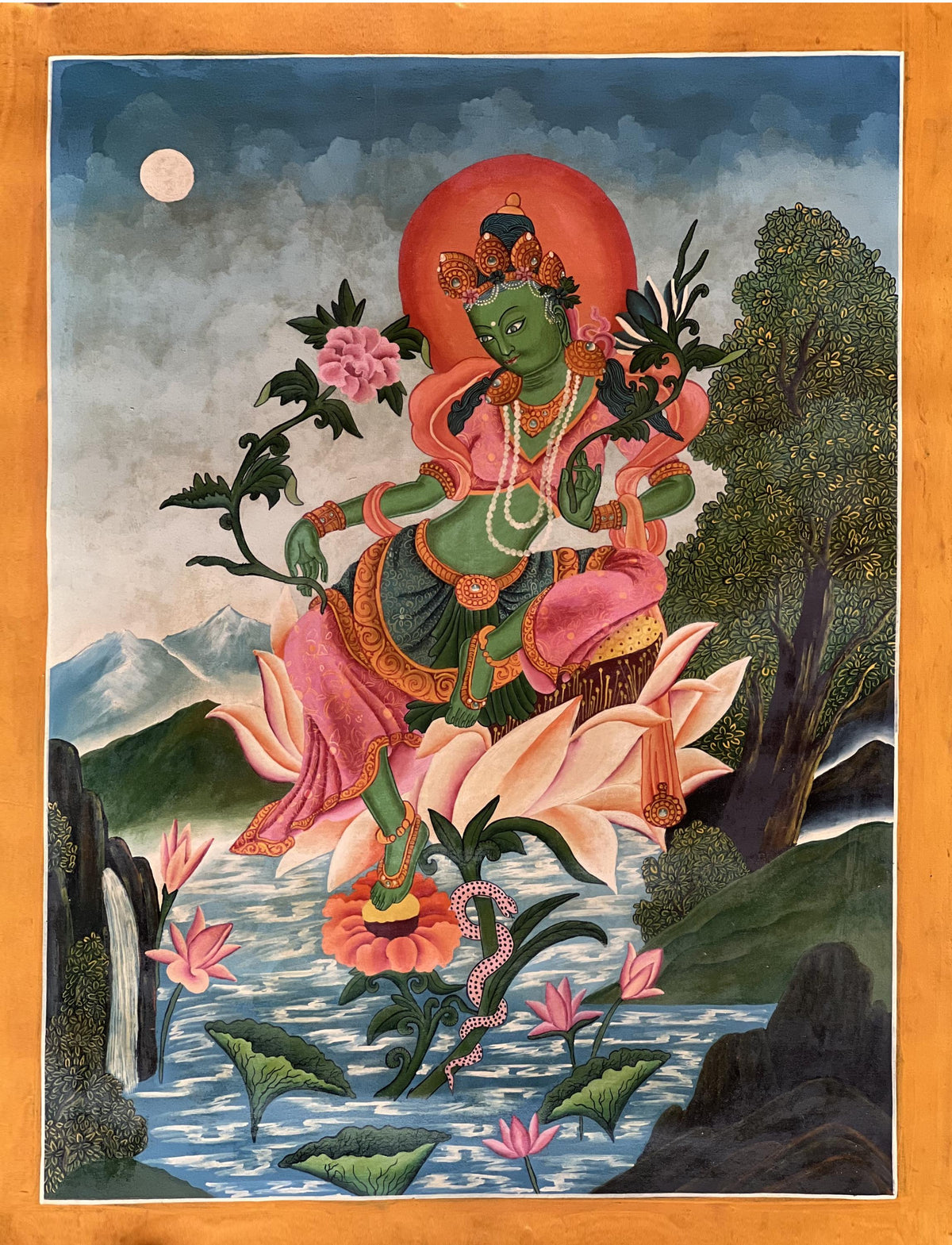 Green Tara Newari Paubha Painting | Original Buddhist Art