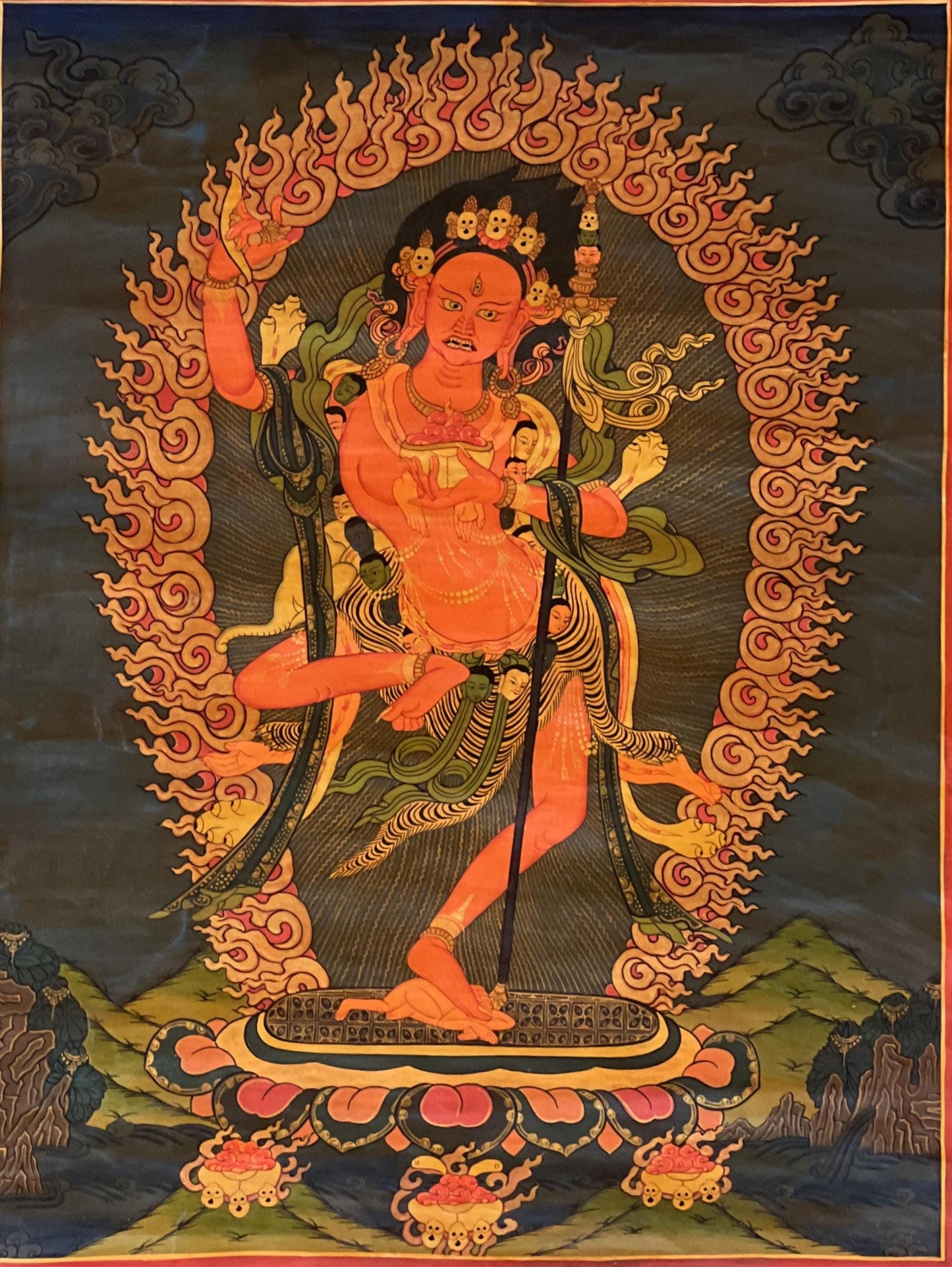 Vajravarahi Dorje Phagmo Thangka Hand Painted Tibetan Buddhist Art Old Oil Varnished