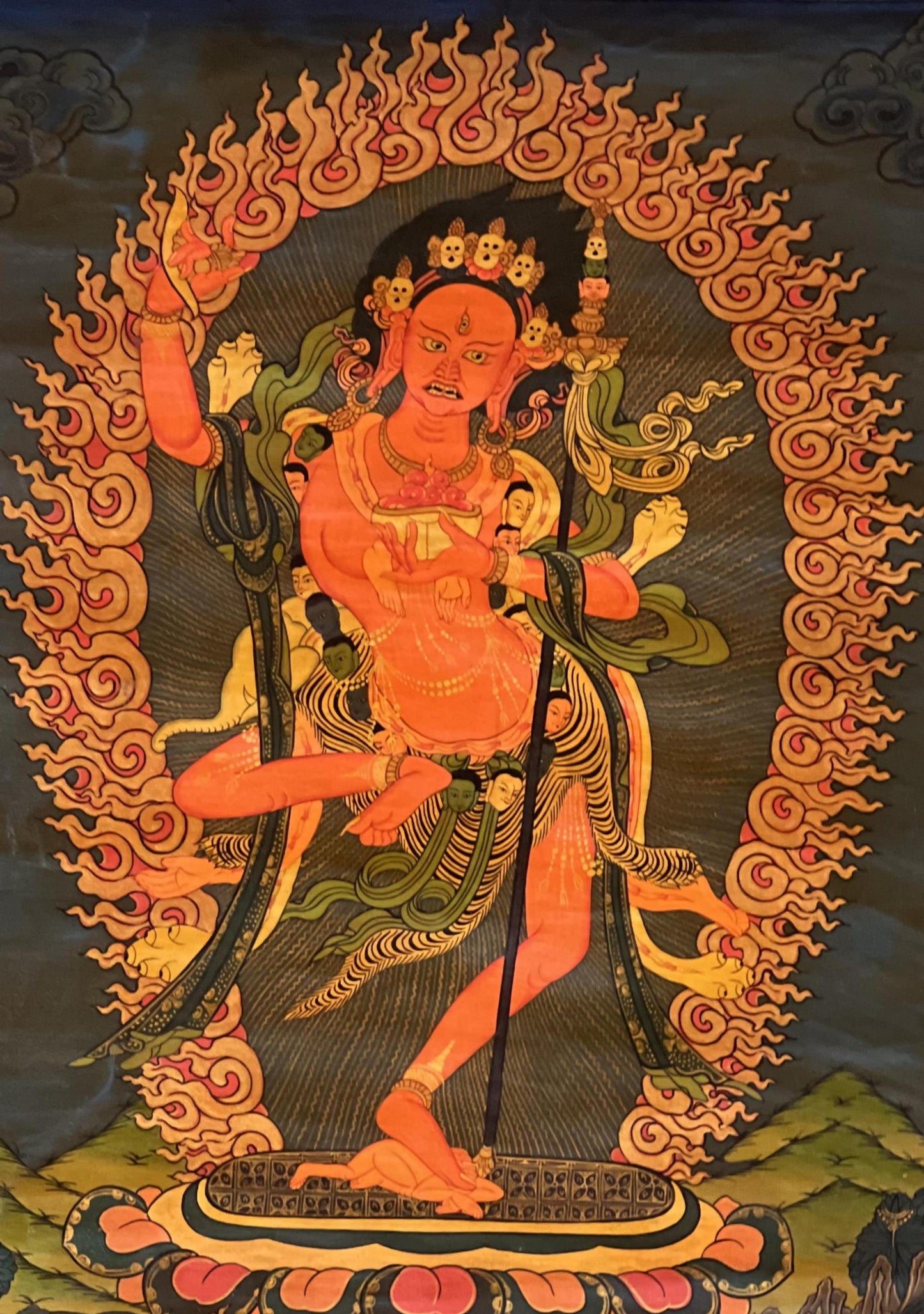 Hand-Painted Vajravarahi Oil Varnished Thangka – Tibetan Buddhist Art, Silk Brocade