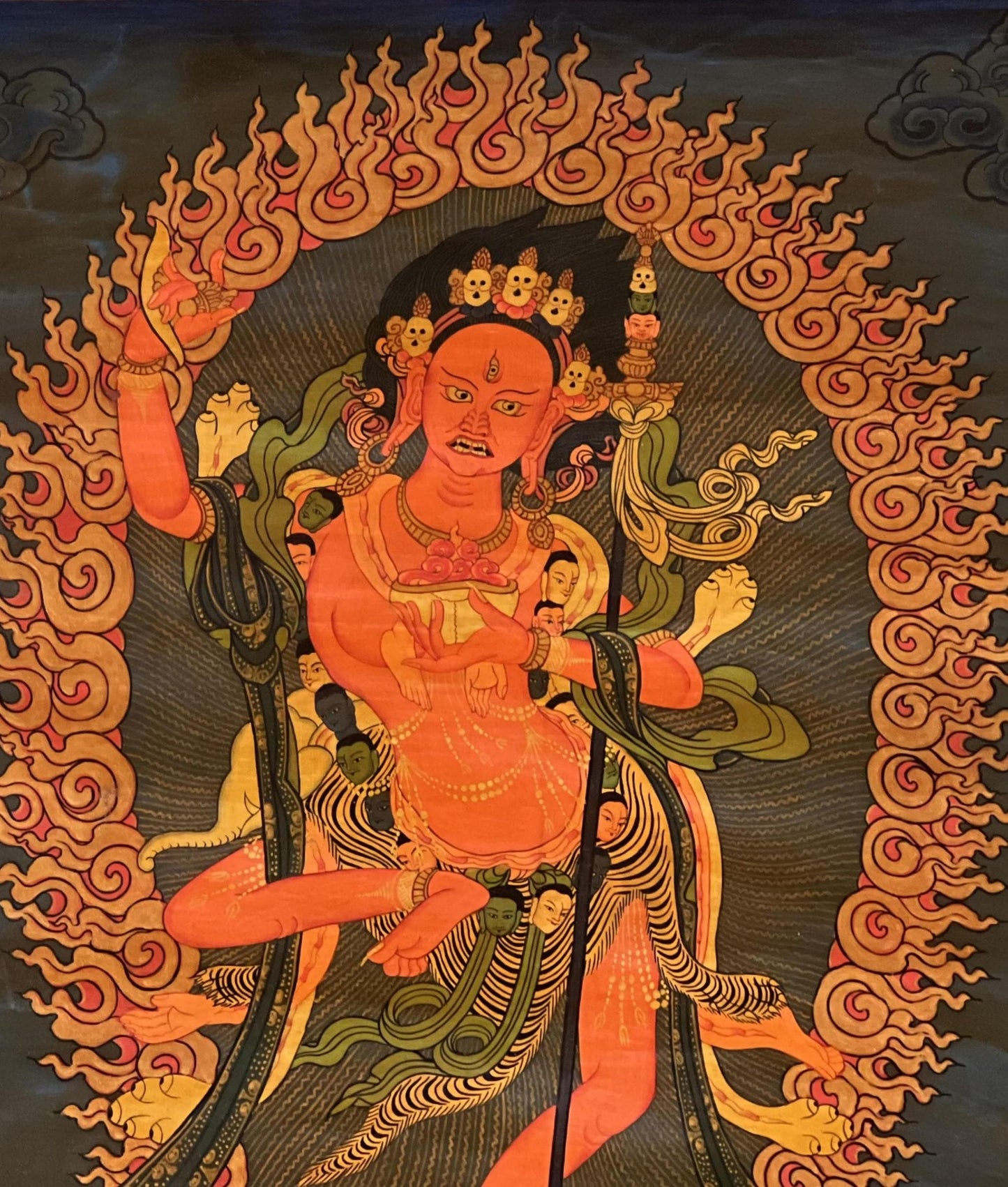 Hand-Painted Vajravarahi Oil Varnished Thangka – Tibetan Buddhist Art, Silk Brocade