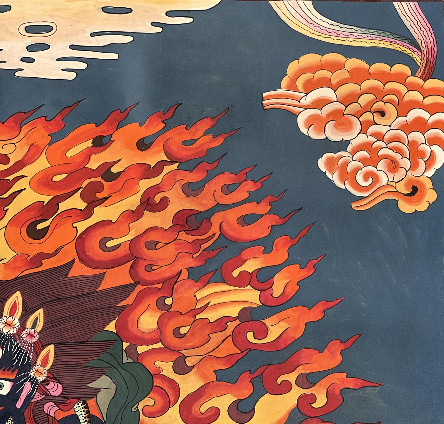Large, Hand-Painted Six-Armed Mahakala Thangka - Tibetan Masterpiece for Compassion and Meditation - Wall Hanging for Homes and Shrines