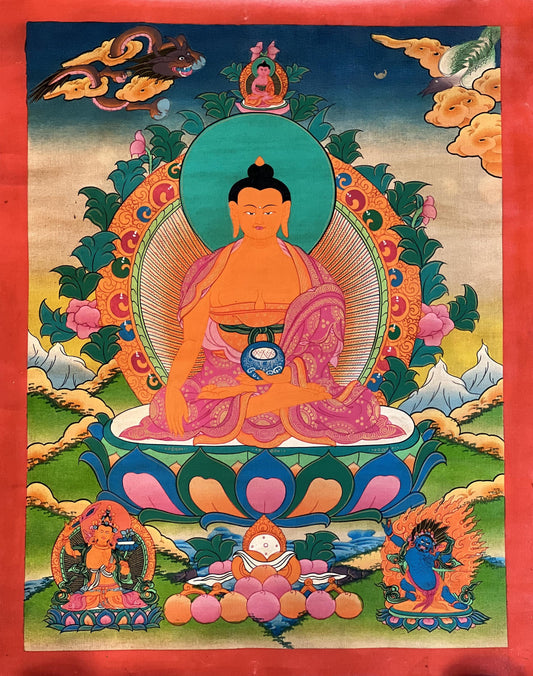Hand-Painted Shakyamuni Buddha Thangka | Tibetan Meditation Art