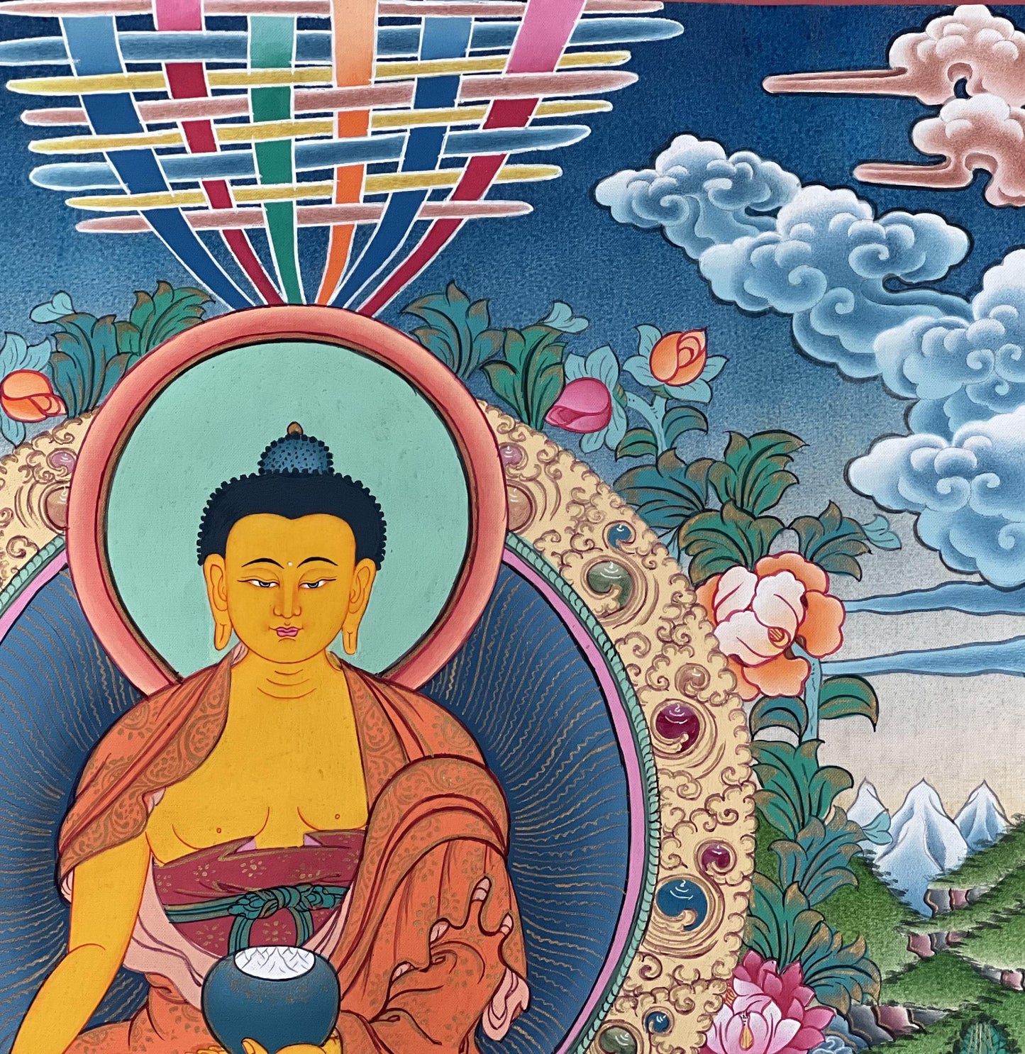 Hand-Painted Shakyamuni Buddha Thangka | 24K Gold, Nepal