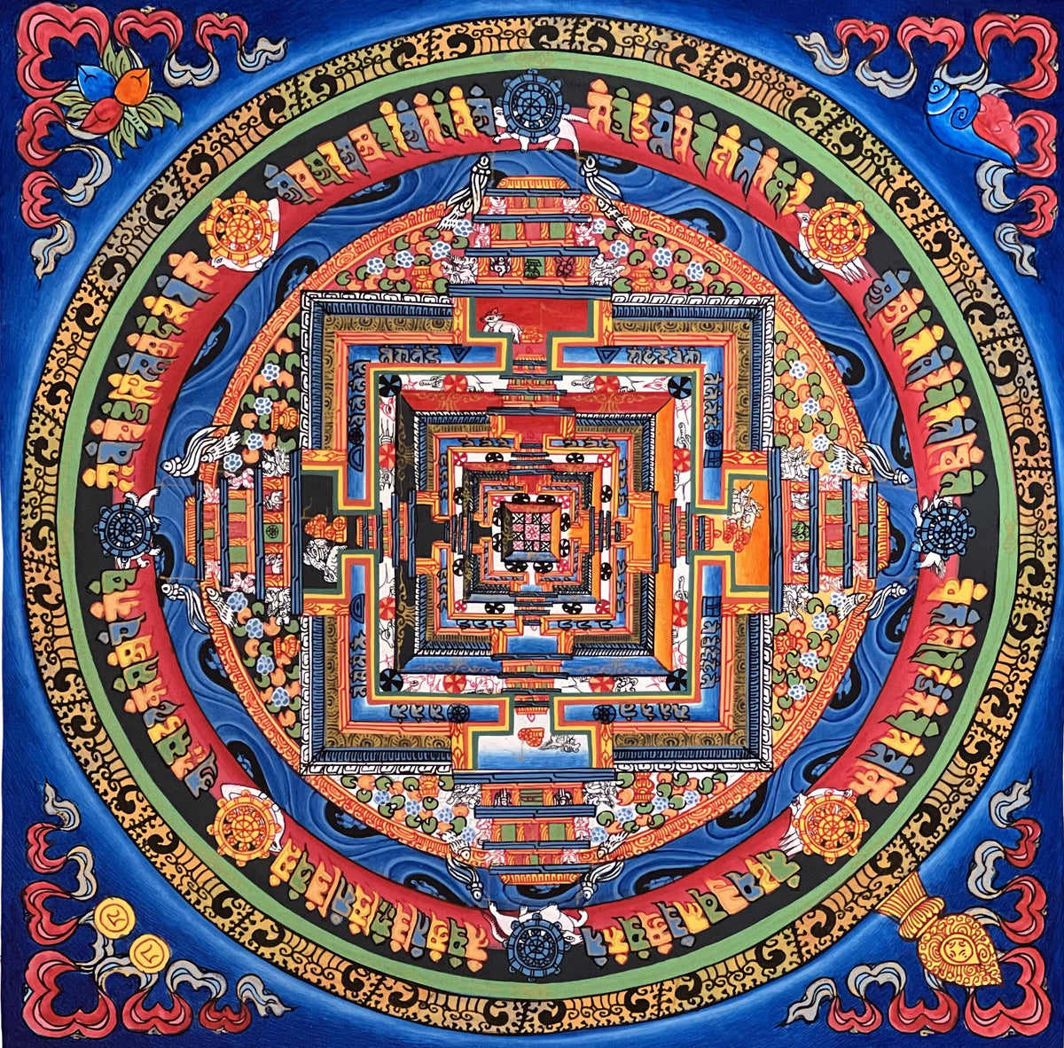 Hand-Painted Kalachakra Mandala Thangka  Tibetan Buddhist Art