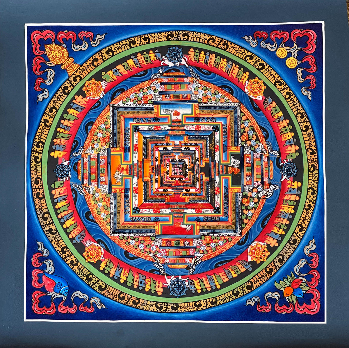 Hand-Painted Kalachakra Mandala Thangka  Tibetan Buddhist Art