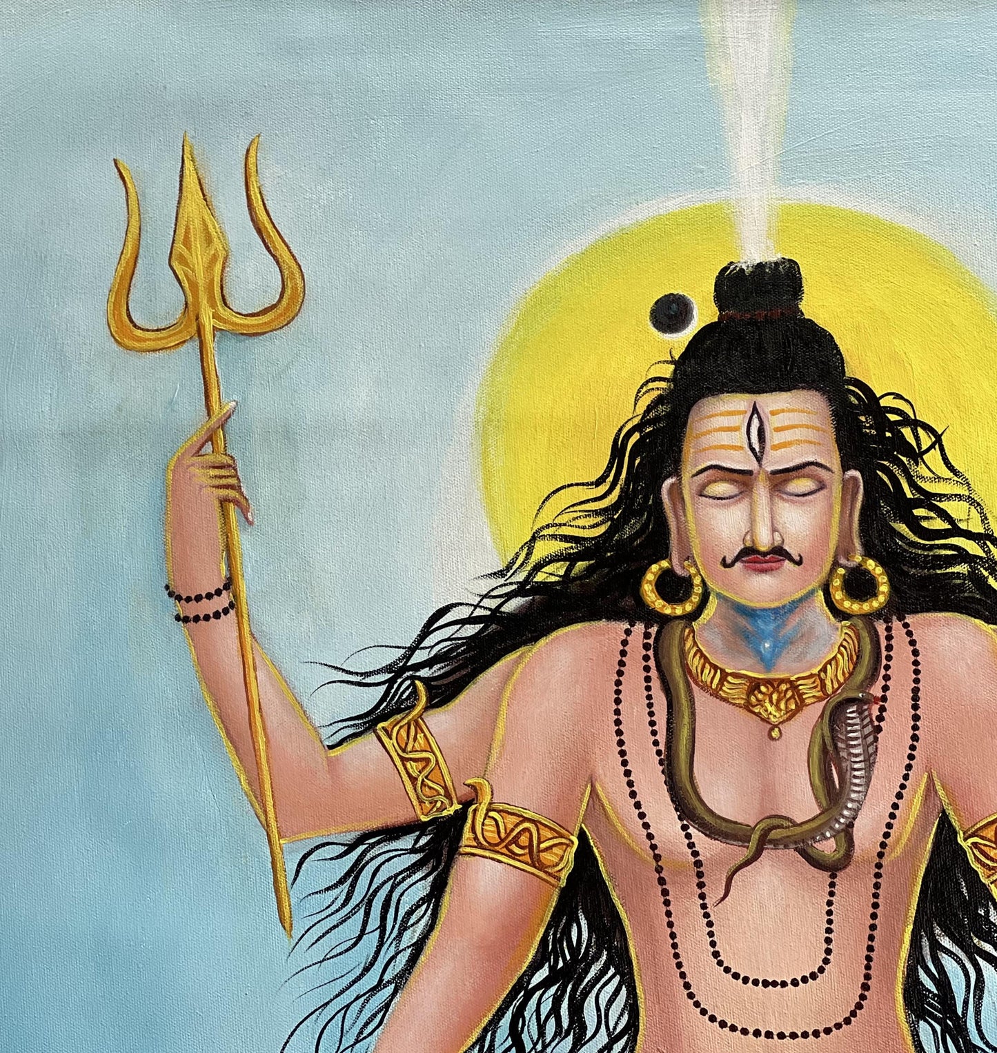 Lord Shiva Meditating at Kailash | Acrylic Painting on Canvas | Large Masterpiece | Palette Knife Art