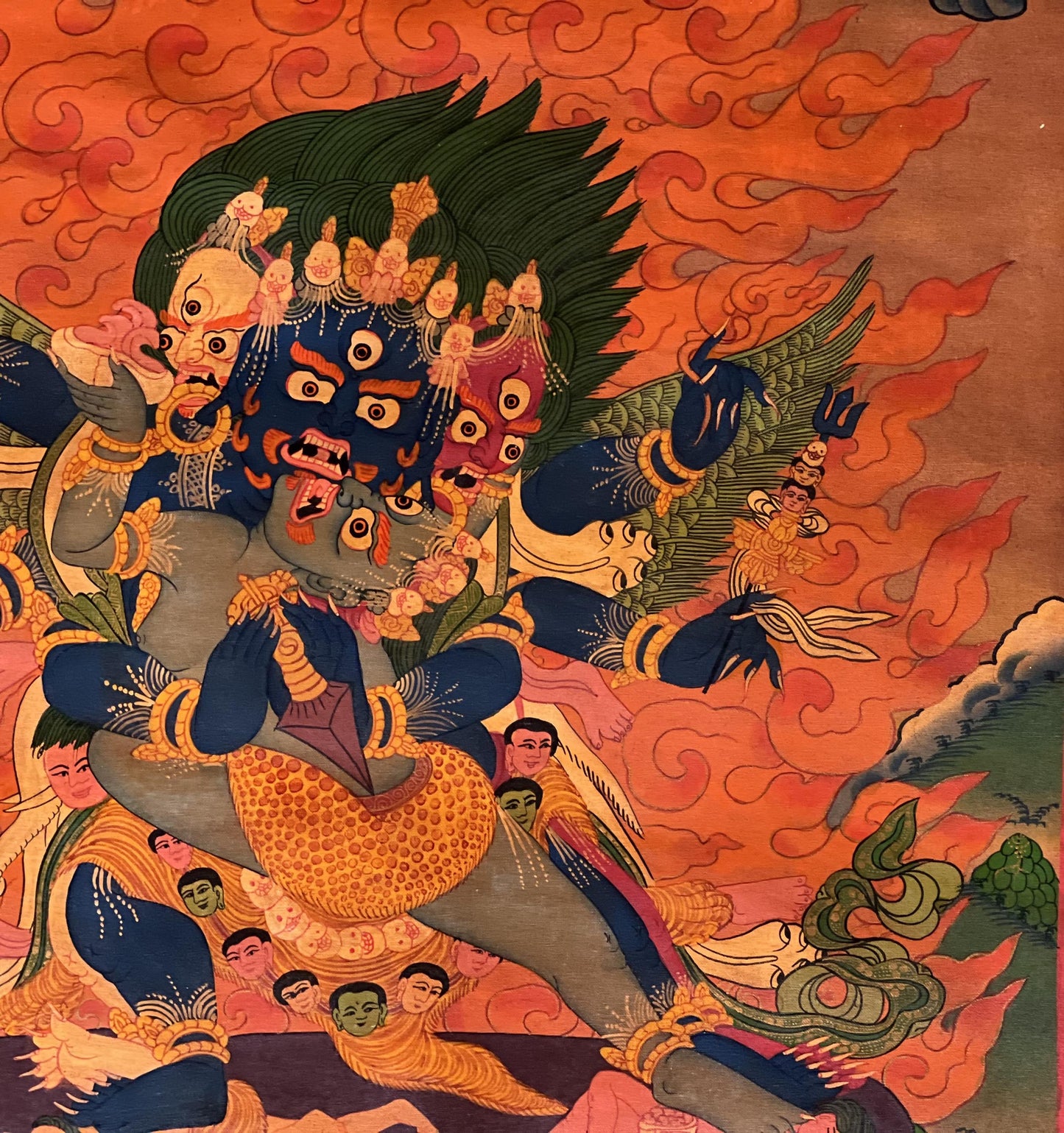 Hand-Painted Vajrakilaya Thangka | Tibetan Spiritual Art | Oil- Varnished Masterpiece