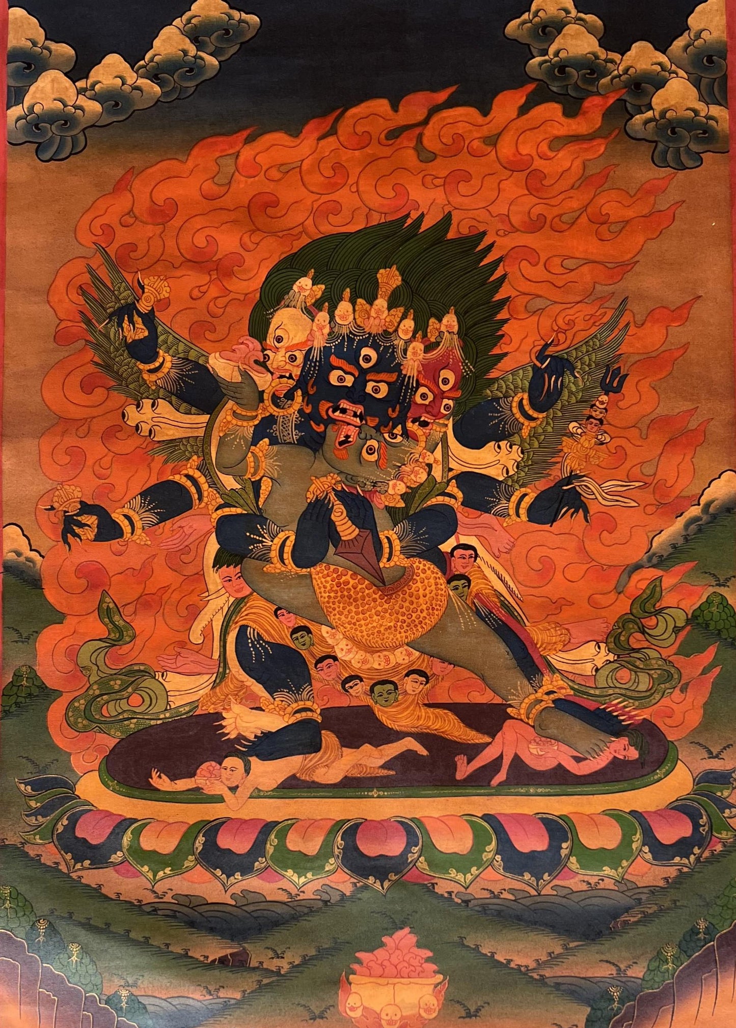 Hand-Painted Vajrakilaya Thangka | Tibetan Spiritual Art | Oil- Varnished Masterpiece