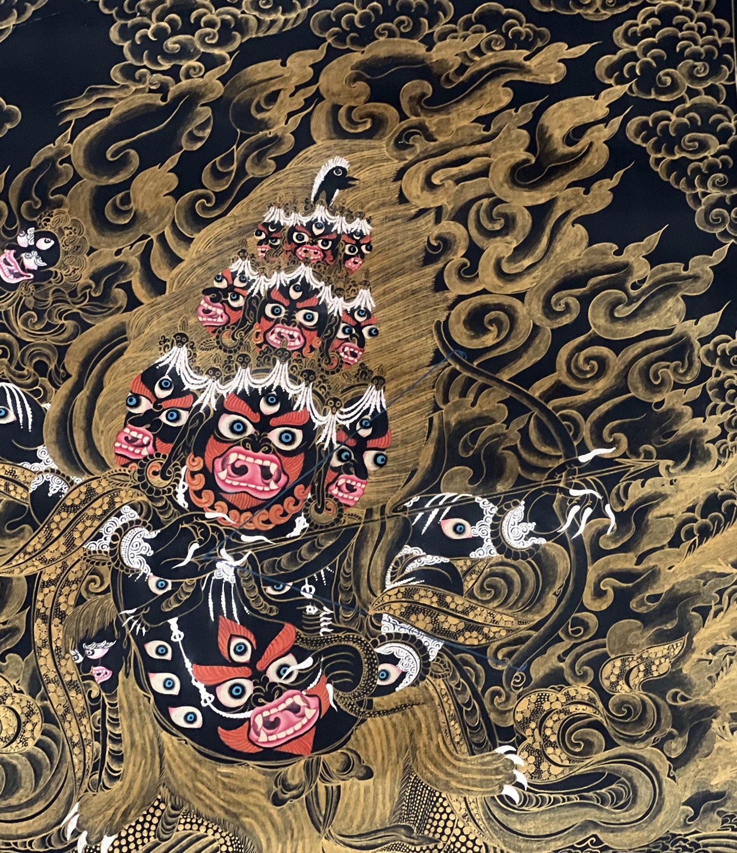 Handmade Rahula Thangka | Tibetan Buddhist Guardian Deity Painting