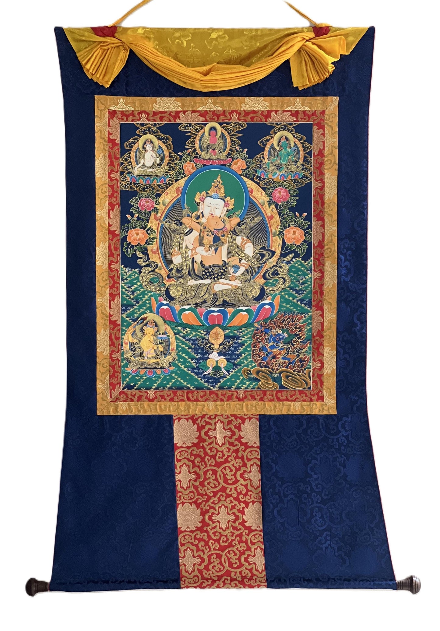Vajrasattva Shakti Tibetan Thangka – Large Hand-Painted Sacred Art with Silk Brocade
