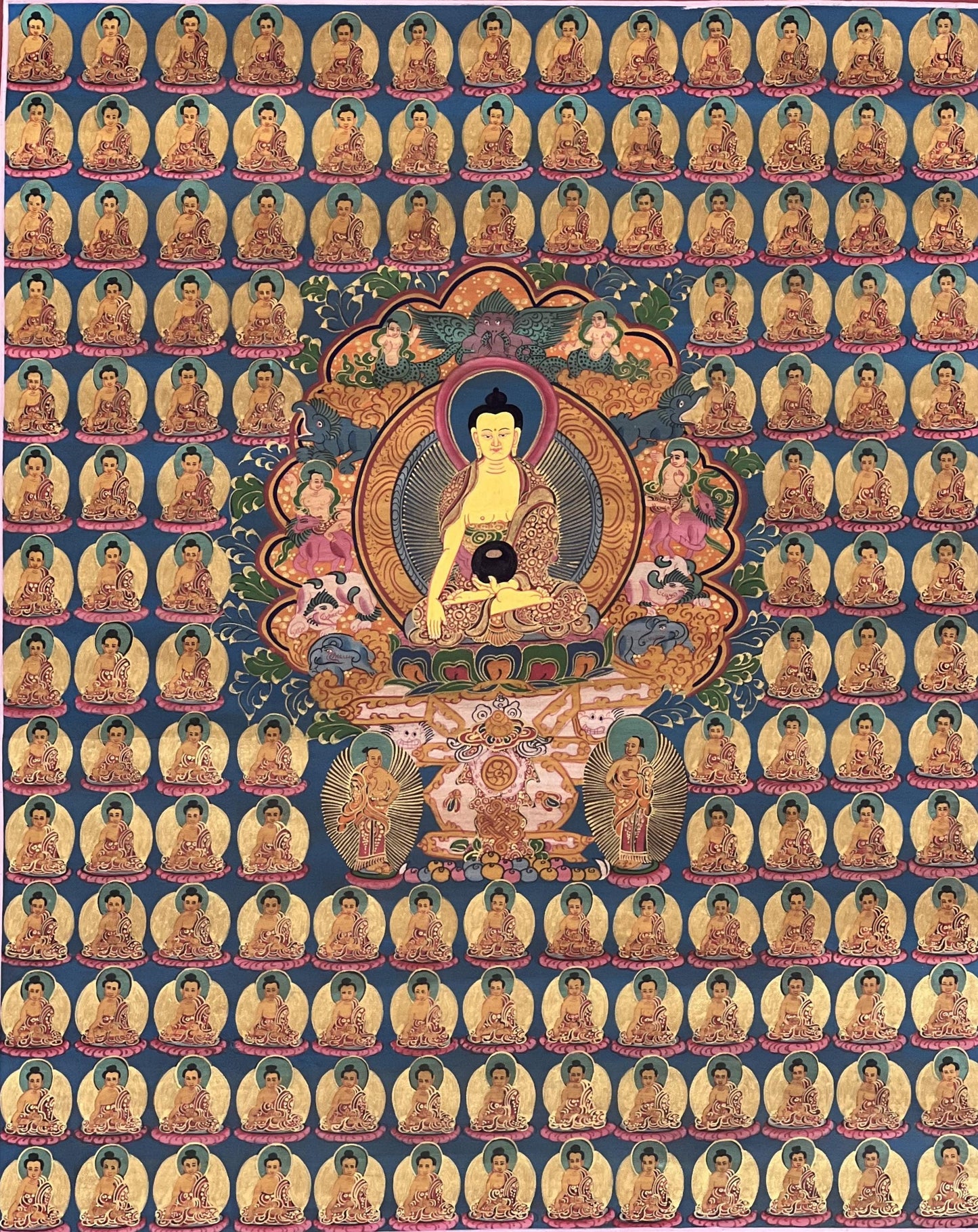 Hand-Painted Thousand Buddha Thangka – Tibetan  Meditation Art