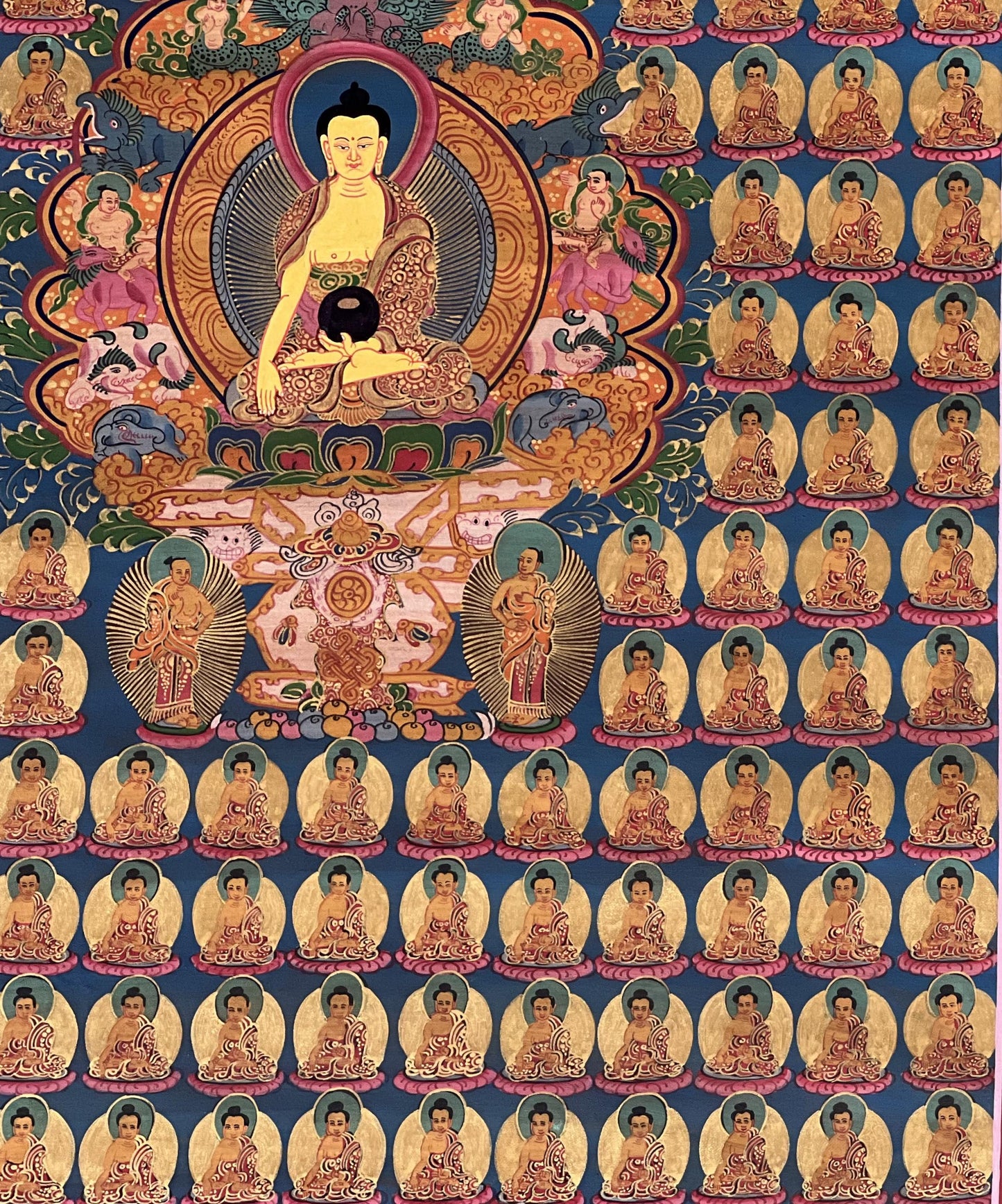 Hand-Painted Thousand Buddha Thangka – Tibetan  Meditation Art