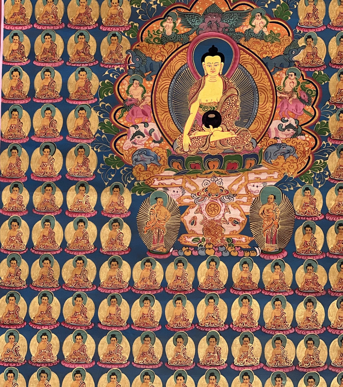 Hand-Painted Thousand Buddha Thangka – Tibetan  Meditation Art